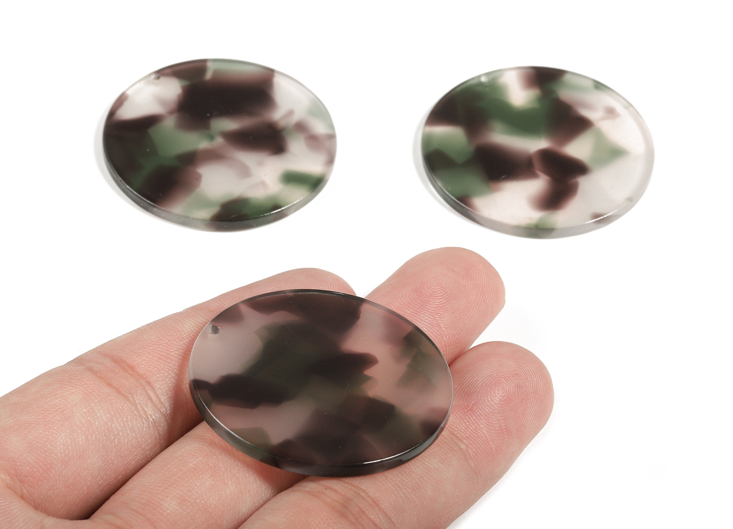 Acetate Round Charms - Round Earrings and Pendant - Earring Findings - Jewelry Supplies - Color Code: A349 - 37.4x37.4x2.54mm - AC1571-A349 - DOMEDBAZAAR