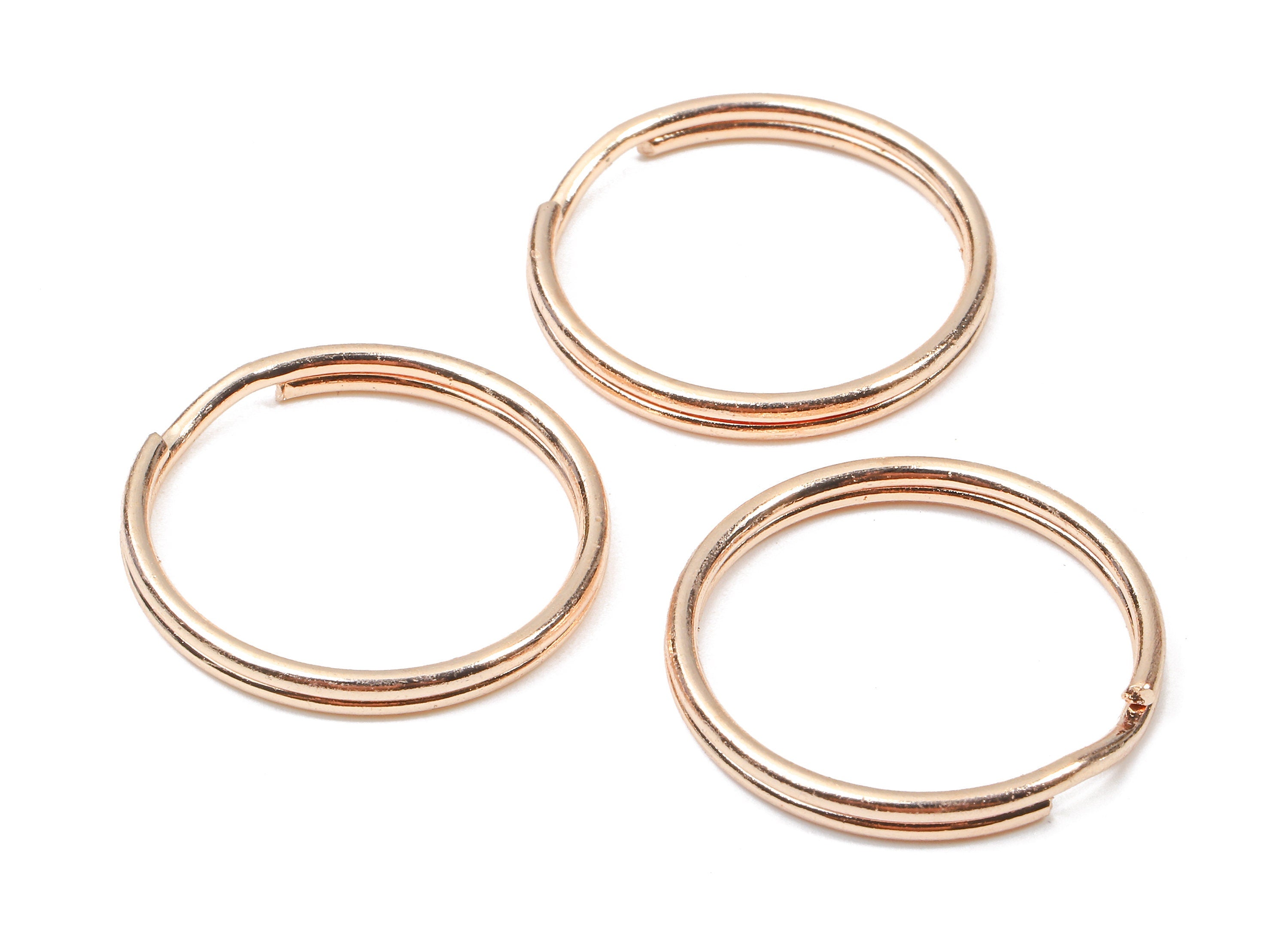 Rose Gold Metal Key Rings - Split Rings - Circle Key Rings - Keychain Connectors - Key Ring Findings - 24.59x24.59x1.5mm - PP2851R - DOMEDBAZAAR