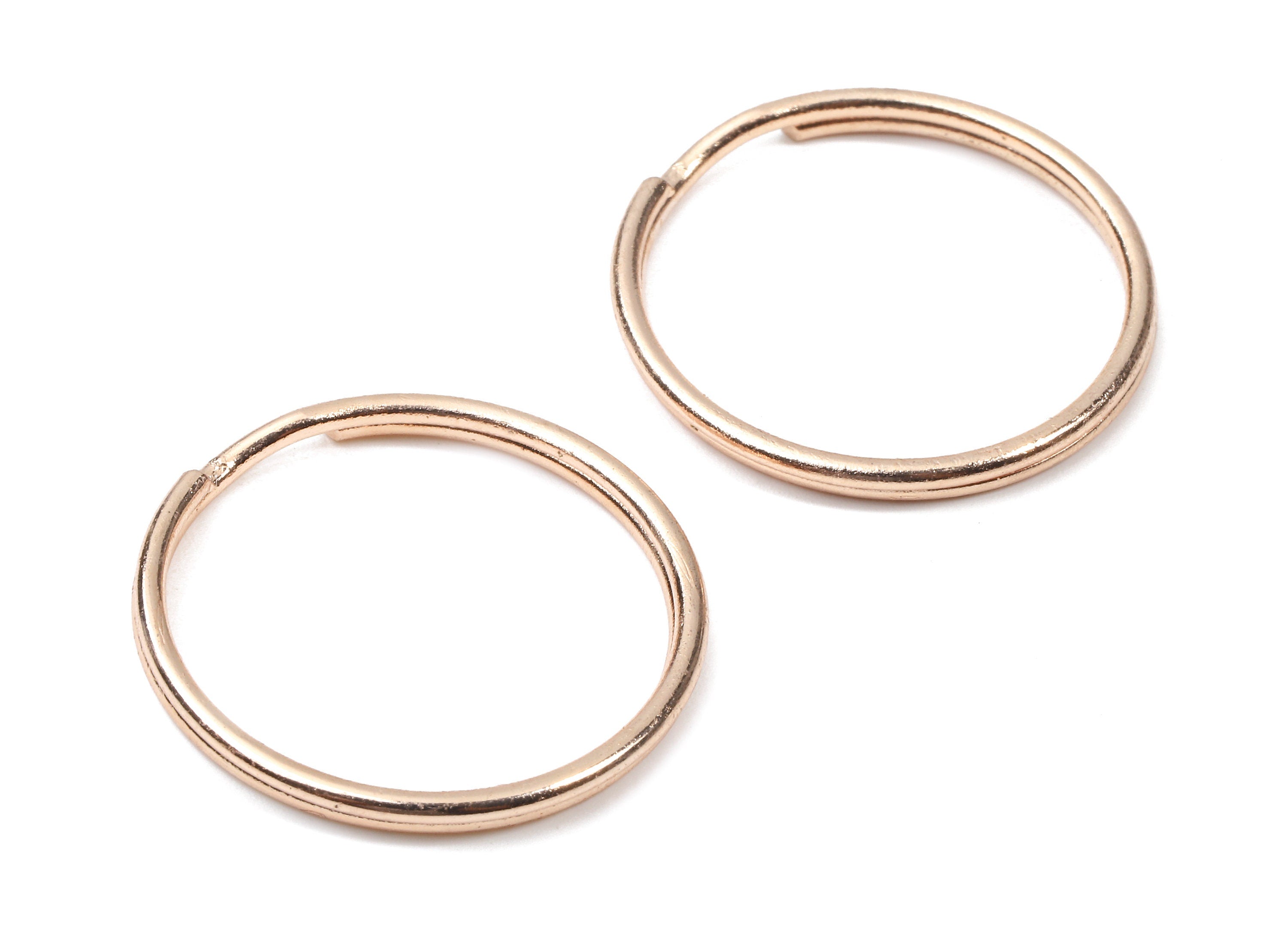 Rose Gold Metal Key Rings - Split Rings - Circle Key Rings - Keychain Connectors - Key Ring Findings - 27.62x27.62x1.5mm - PP2852R - DOMEDBAZAAR