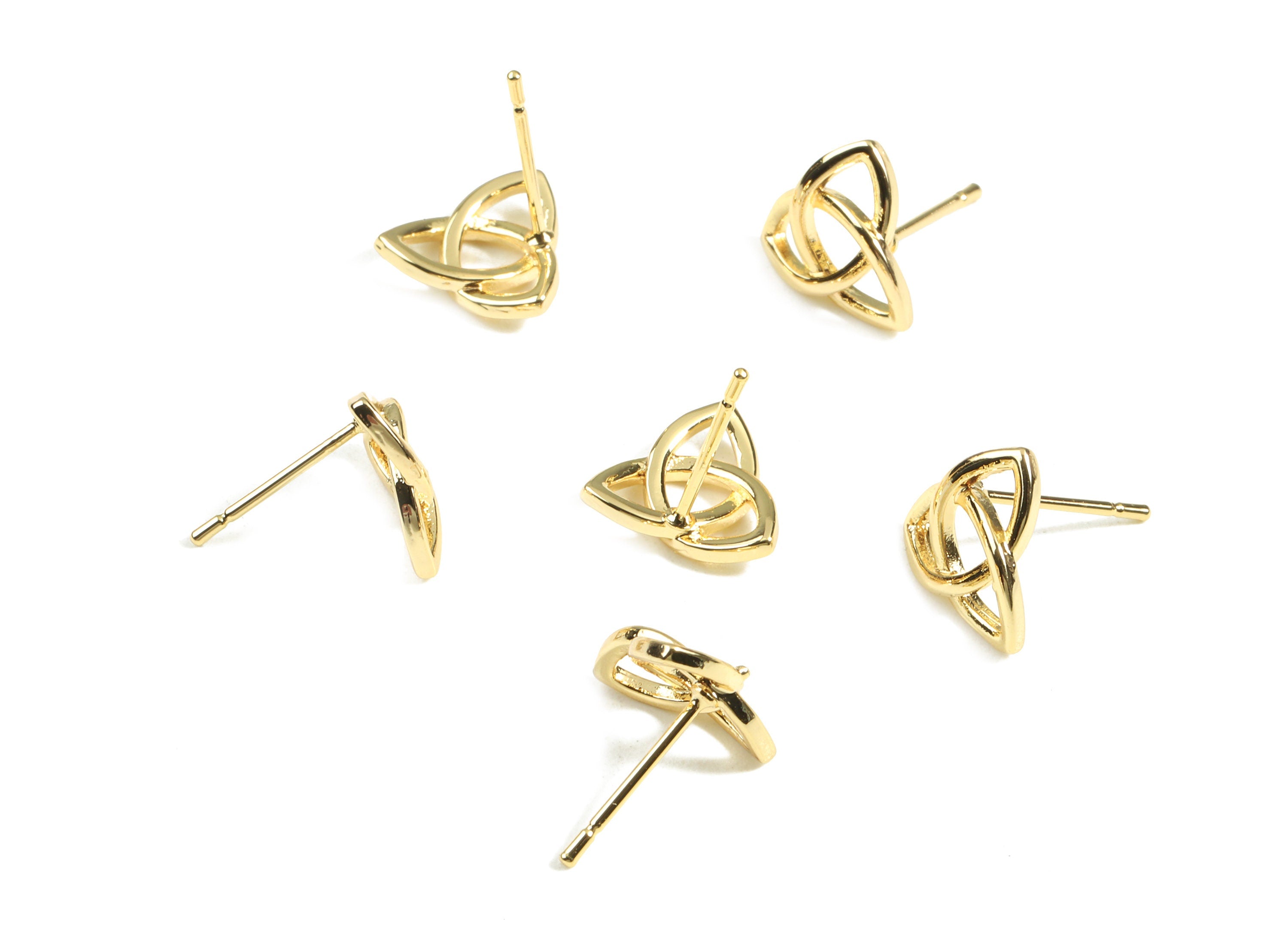 Brass Celtic Knot Earring Stud - Brass Celtic Knot Earring Post - 18K Real Gold Plated Brass - Jewelry Supplies - 10.9x10.9x1.32mm - RGP2370 - DOMEDBAZAAR