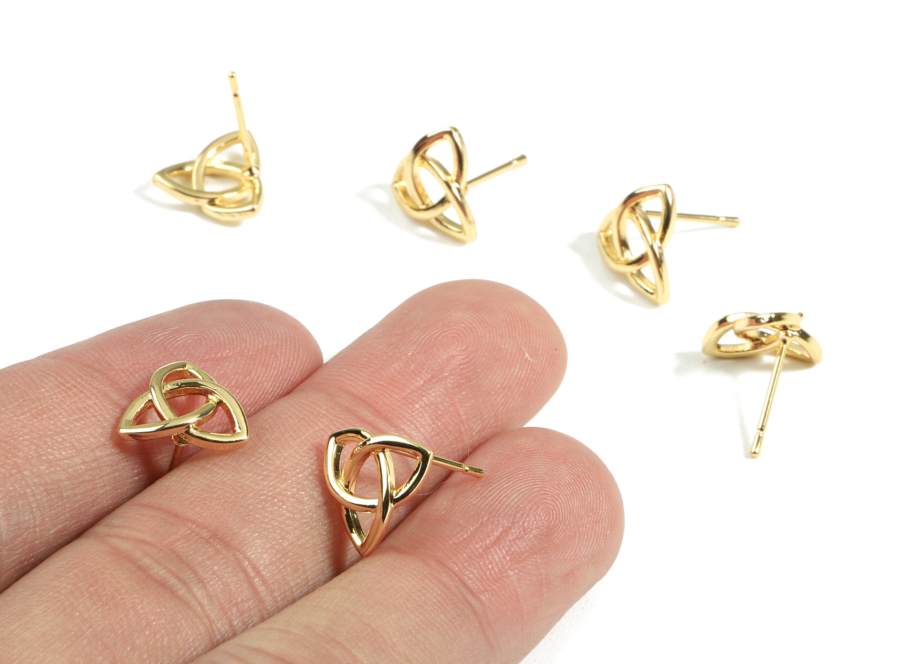 Brass Celtic Knot Earring Stud - Brass Celtic Knot Earring Post - 18K Real Gold Plated Brass - Jewelry Supplies - 10.9x10.9x1.32mm - RGP2370 - DOMEDBAZAAR