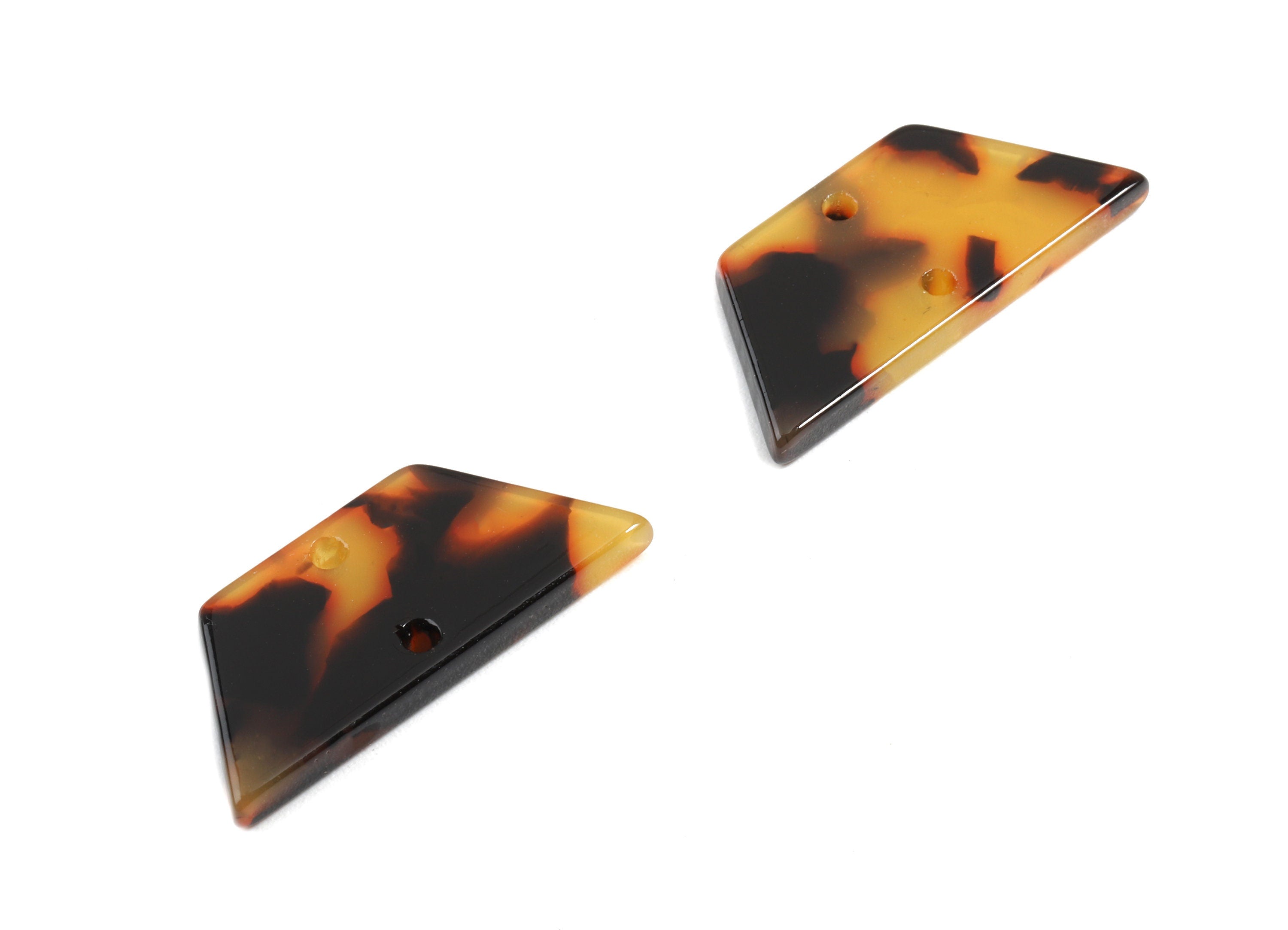 Acetate Trapezoid Connectors - 2 Holes Trapezoid Tortoise Shell Earring - Jewelry Supplies - Color Code: A01 - 28.5x12.65x2.6mm - AC1806-A01 - DOMEDBAZAAR