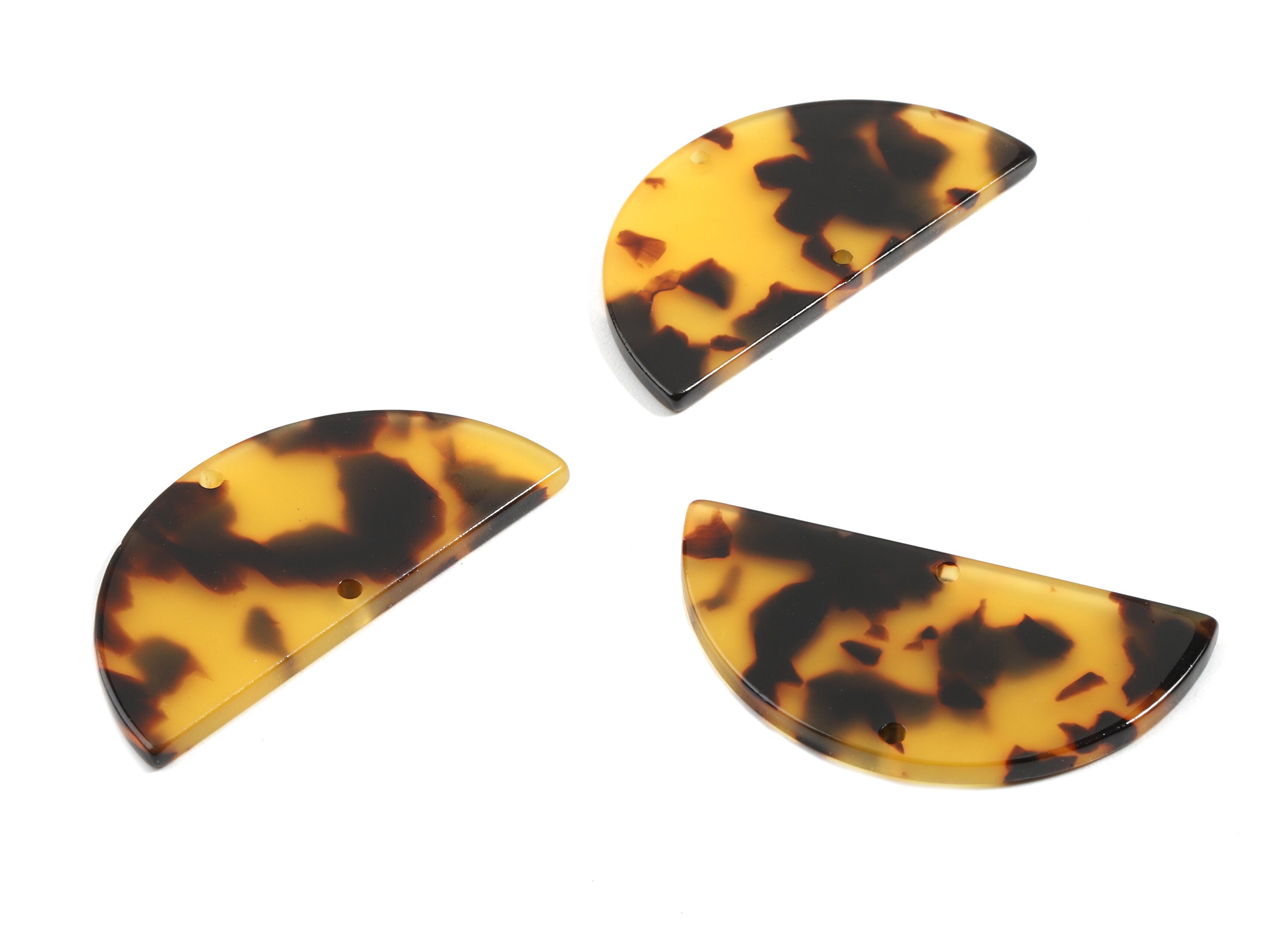 Acetate Semicircle Connectors - Tortoise Shell - Half Moon Earrings - 2 Holes - Color Code:A02 - 43.09x21.54x2.5mm - AC1800-A02 - DOMEDBAZAAR
