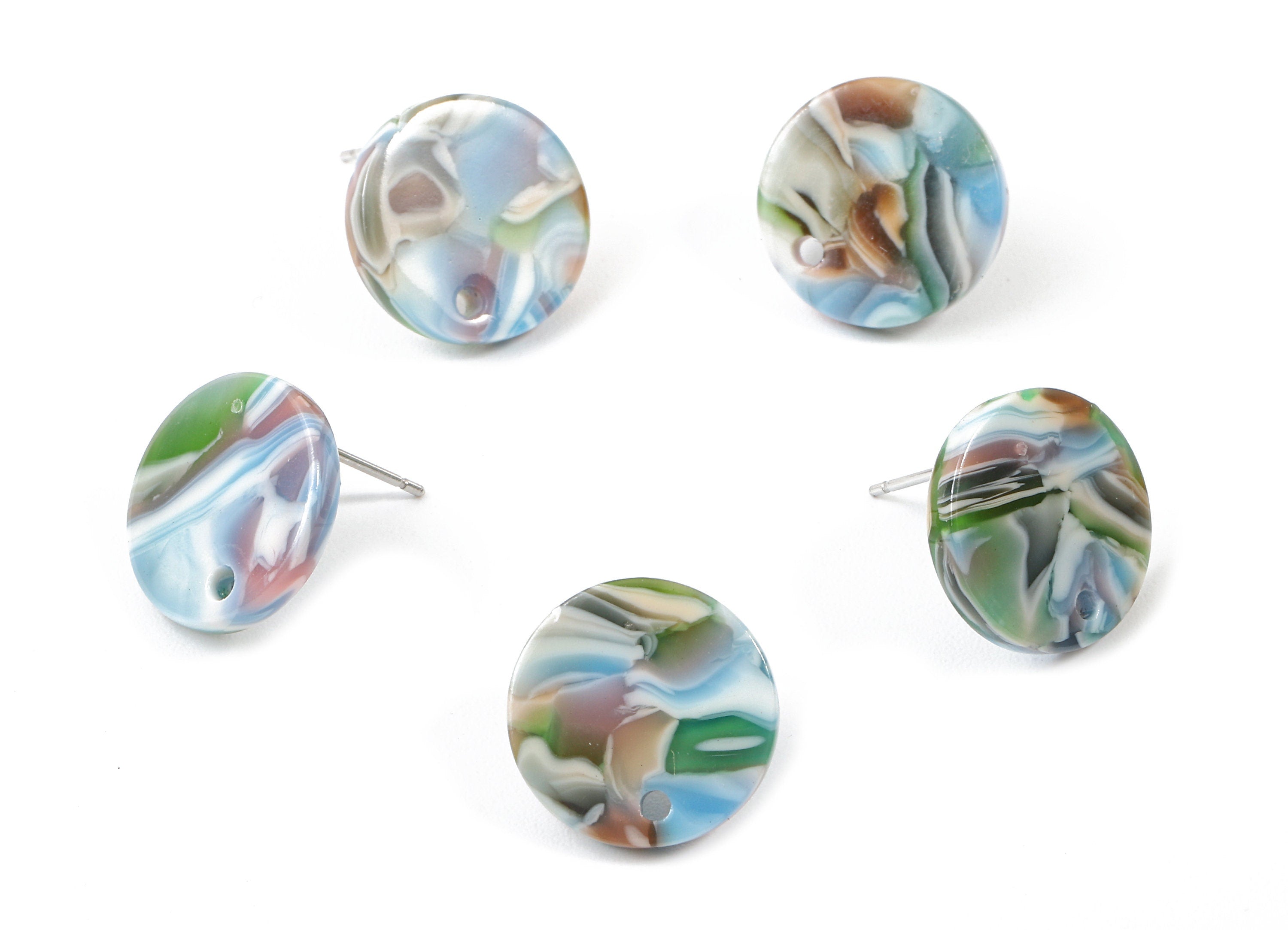Acetate Round Earring Stud - Acetate Round Earring Post - Earring Stud Findings - Color Code: A240 - 14.6x14.6x2.28mm - AC1385-A240 - DOMEDBAZAAR