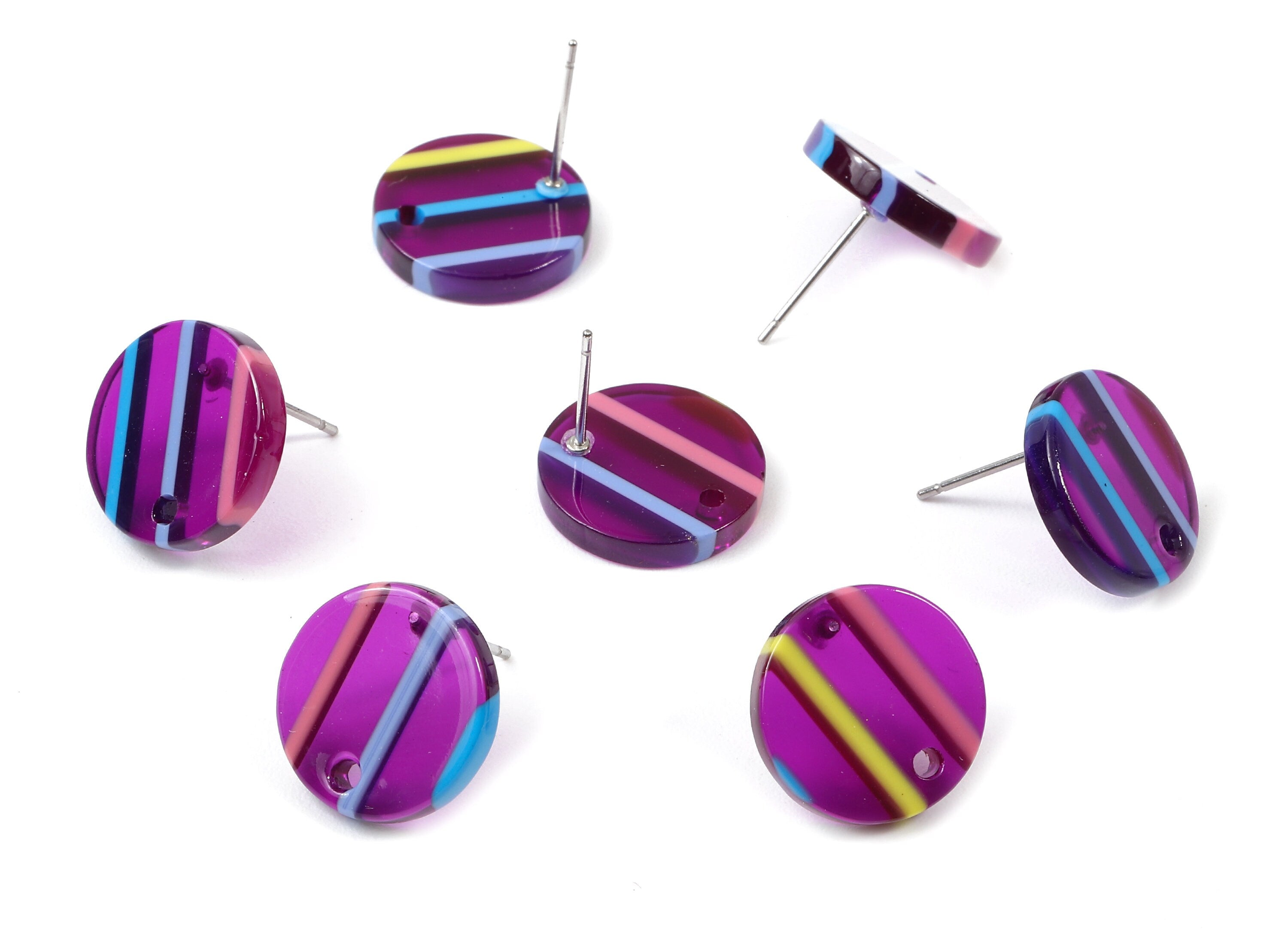 Acetate Round Earring Stud - Acetate Round Earring Post - Earring Post Findings - Color Code: A65 - 15x15x2.5mm - AC1672-A65 - DOMEDBAZAAR