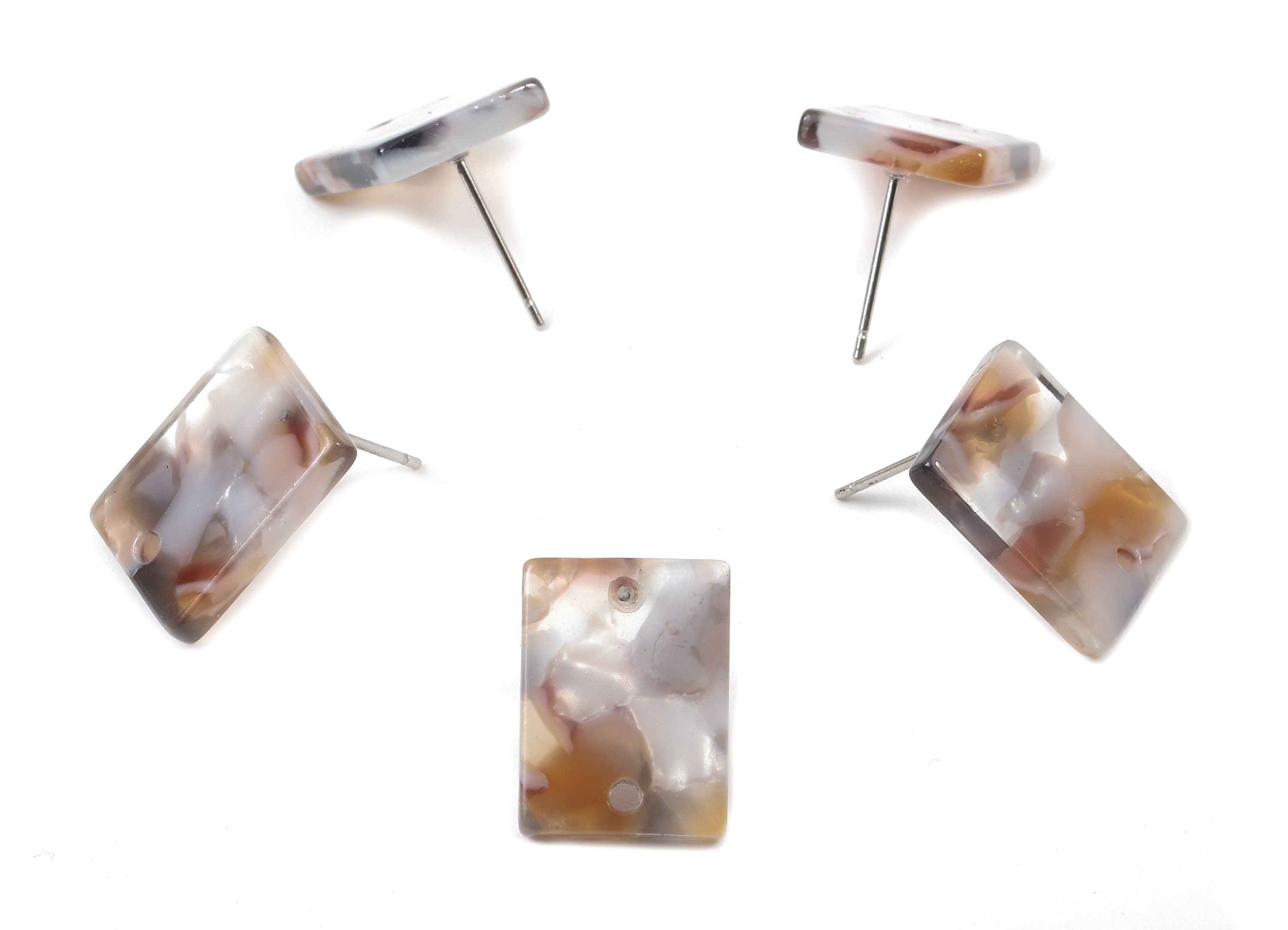 Acetate Rectangle Earring Stud - Rectangle Earring Post and Stud - Earring Post Findings - Color Code: A372 - 15.43x11.72x2.5mm- AC1663-A372 - DOMEDBAZAAR