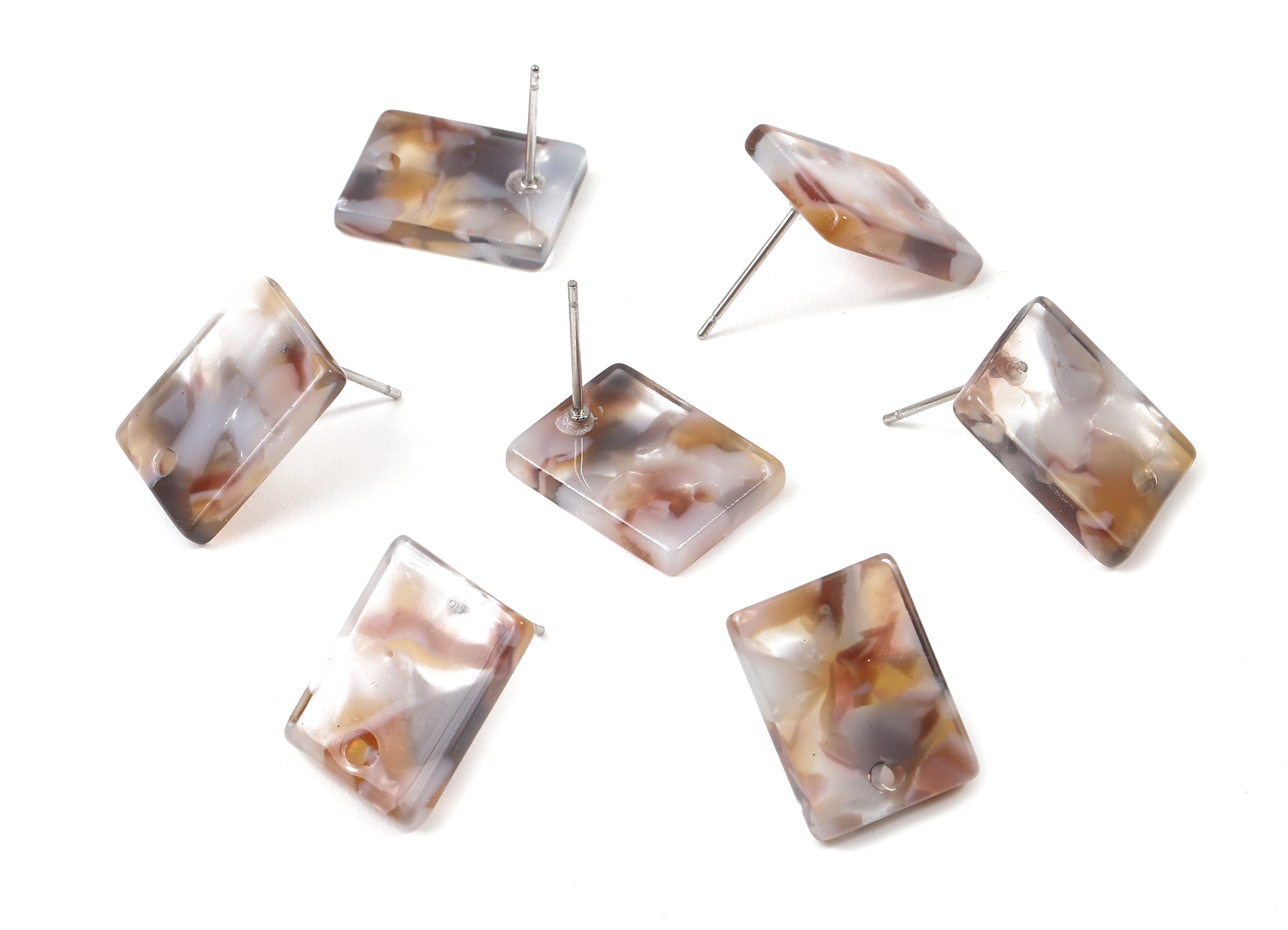 Acetate Rectangle Earring Stud - Rectangle Earring Post and Stud - Earring Post Findings - Color Code: A372 - 15.43x11.72x2.5mm- AC1663-A372 - DOMEDBAZAAR