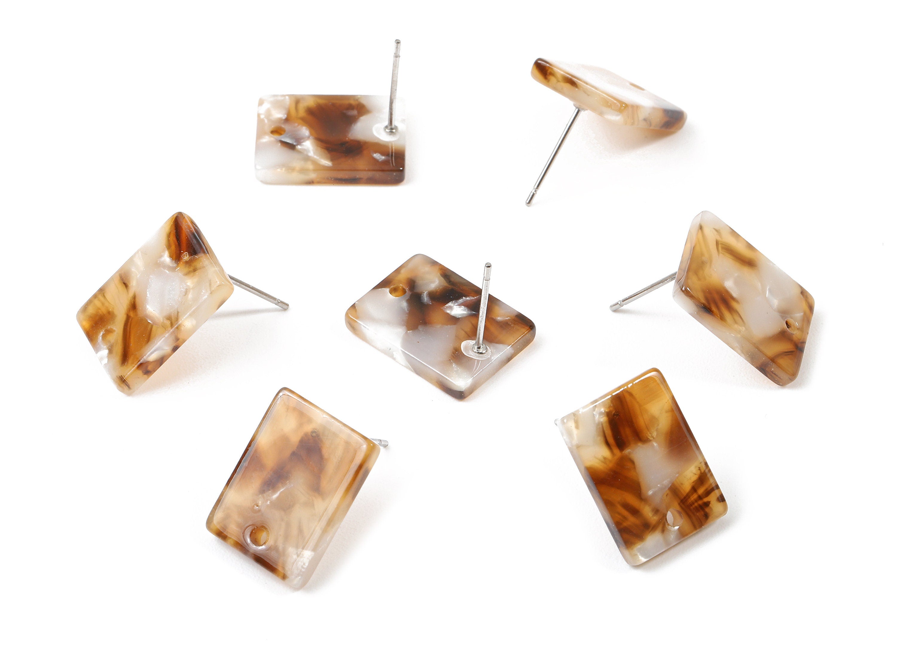 Acetate Rectangle Earring Stud - Rectangle Earring Post and Stud - Earring Post Findings - Color Code: A351 - 15.43x11.72x2.5mm- AC1663-A351 - DOMEDBAZAAR