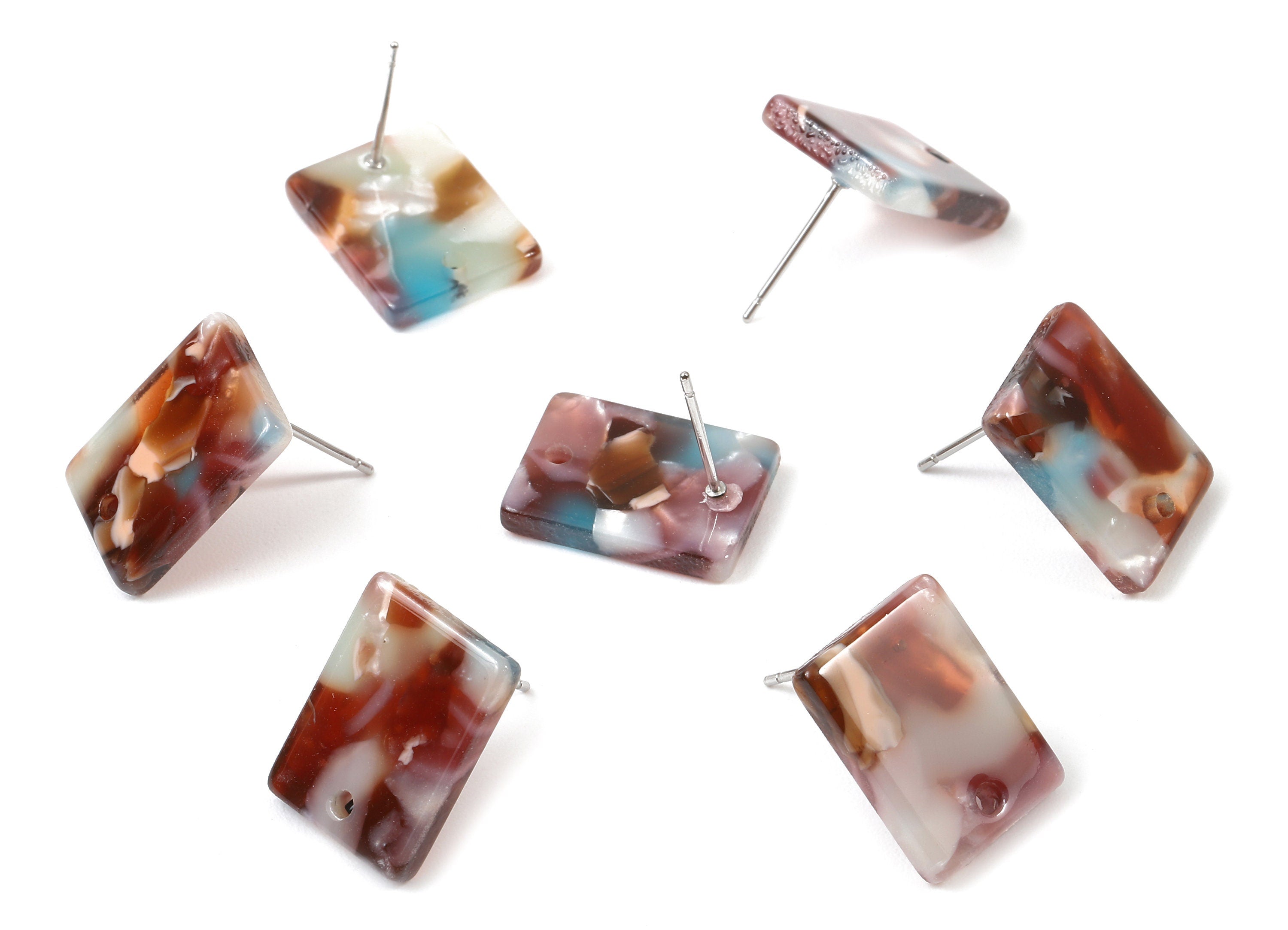 Acetate Rectangle Earring Stud - Rectangle Earring Post and Stud - Earring Post Findings - Color Code: A103 - 15.43x11.72x2.5mm- AC1663-A103 - DOMEDBAZAAR