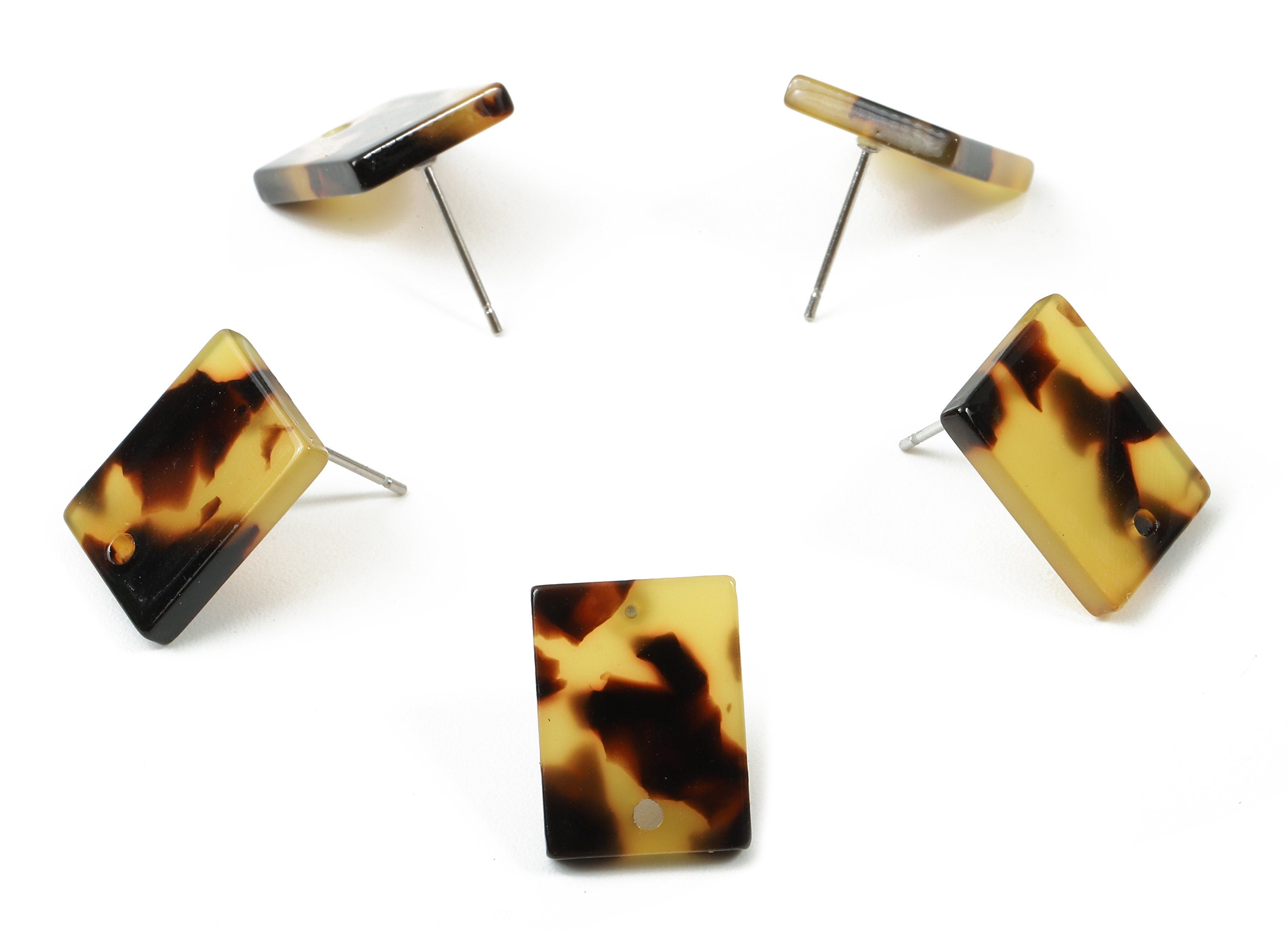 Acetate Rectangle Stud - Tortoise Shell Earring Post - Rectangle Earring Stud - Color Code: A02 - 15.43x11.72x2.5mm- AC1663-A02 - DOMEDBAZAAR