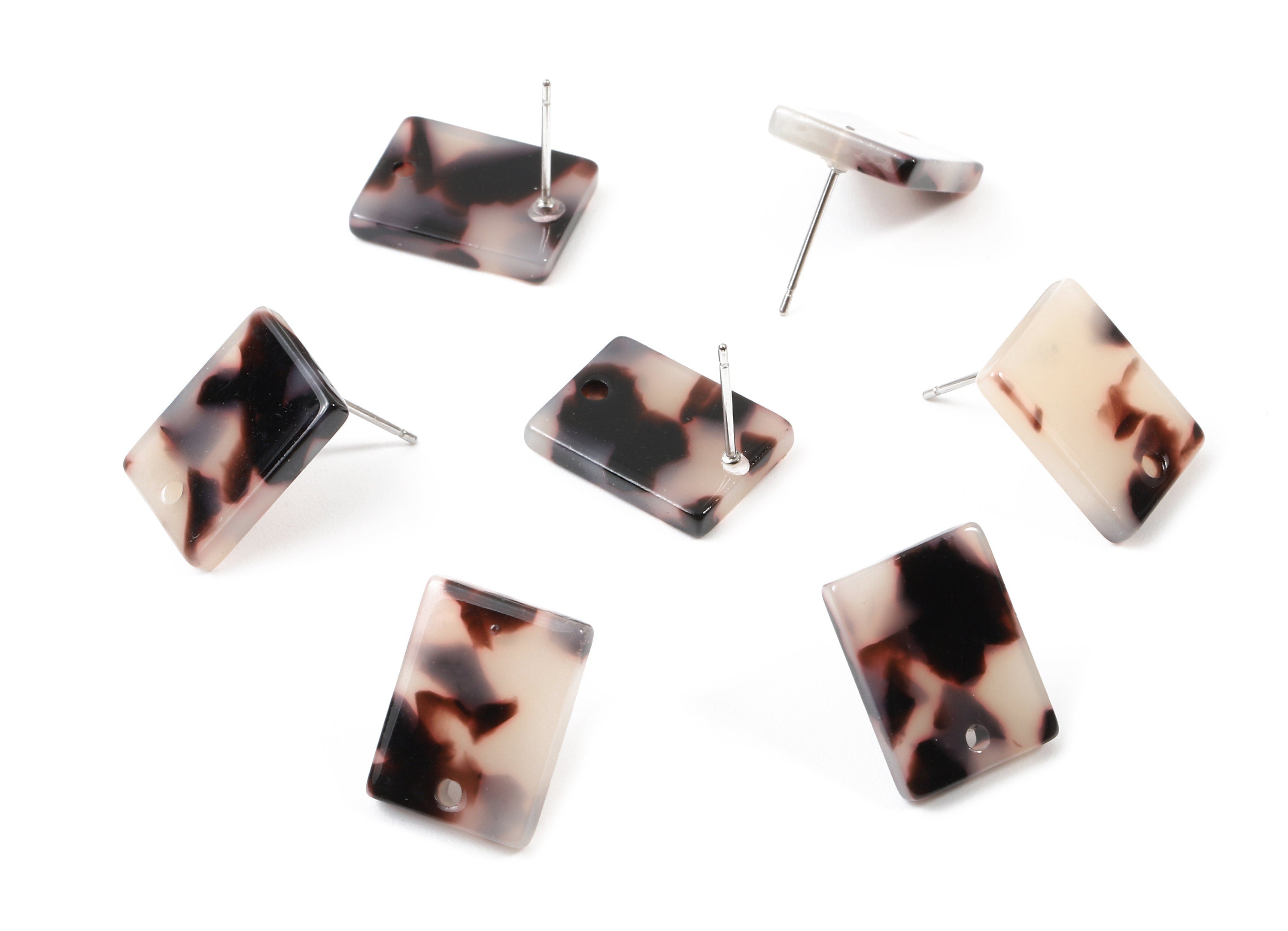 Acetate Rectangle Stud - Blonde Tortoise Shell Earring Post - Rectangle Earring Stud - Color Code: A06 - 15.43x11.72x2.5mm- AC1663-A06 - DOMEDBAZAAR