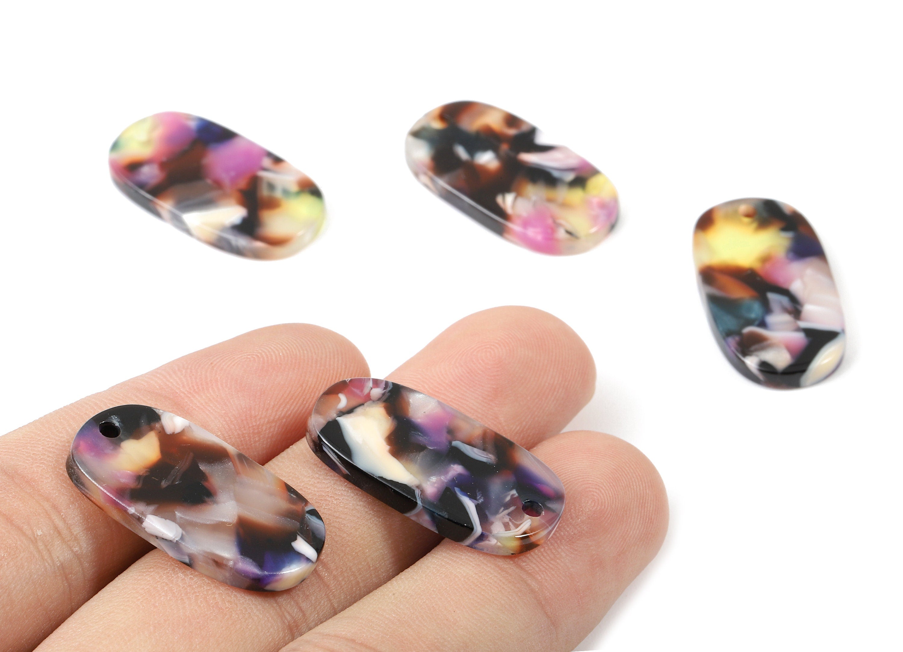 Acetate Oval Charms - Oval Earrings and Pendant - Earring Findings - Jewelry Supplys - Color Code: A11 - 26.44x13.93x2.58mm - AC1156-A11 - DOMEDBAZAAR