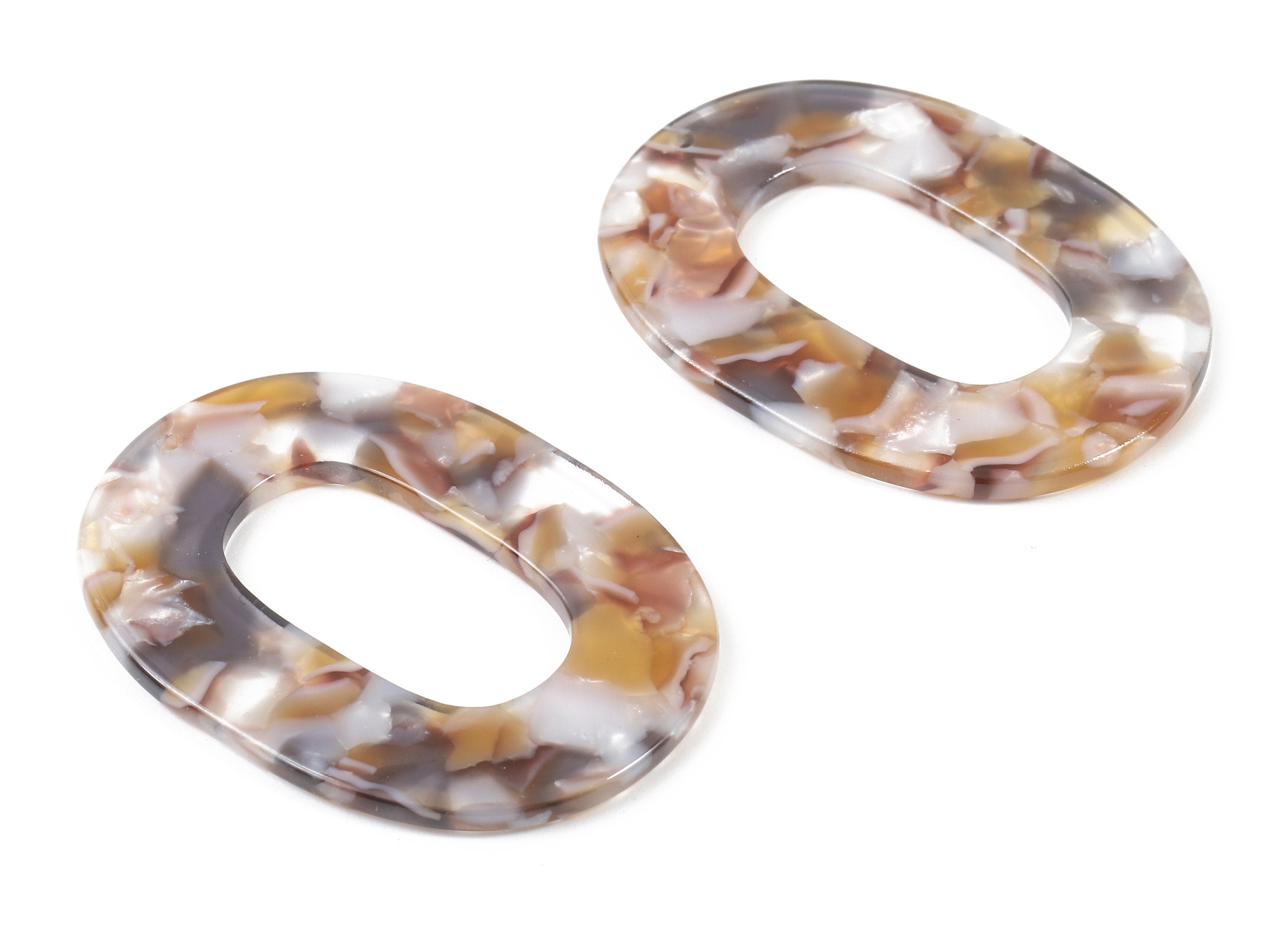 Acetate Oval Charms - Oval Earrings and Pendant - Earring Findings - Jewelry Supplies - Color Code: A372 - 47.3x34.6x2.58mm - AC1065-A372 - DOMEDBAZAAR