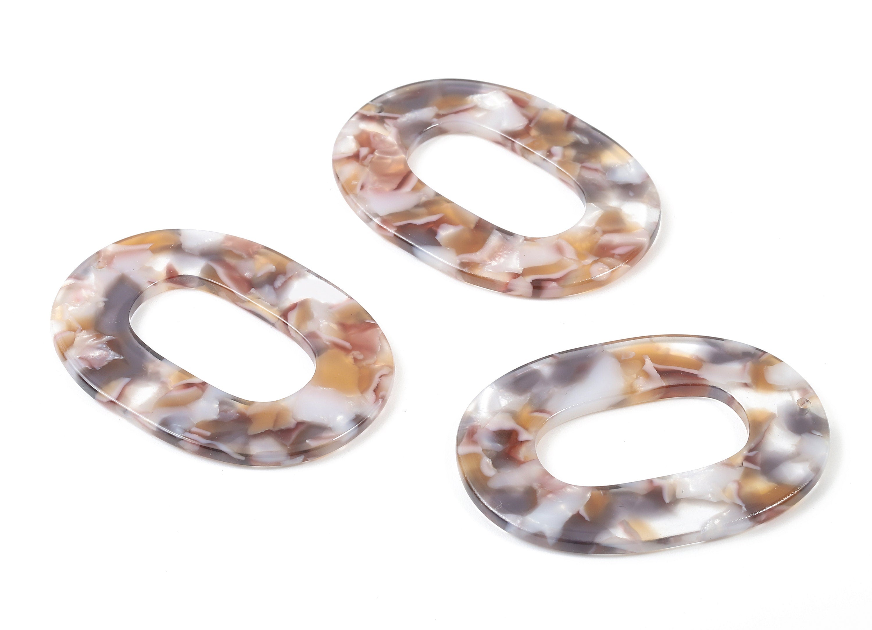 Acetate Oval Charms - Oval Earrings and Pendant - Earring Findings - Jewelry Supplies - Color Code: A372 - 47.3x34.6x2.58mm - AC1065-A372 - DOMEDBAZAAR