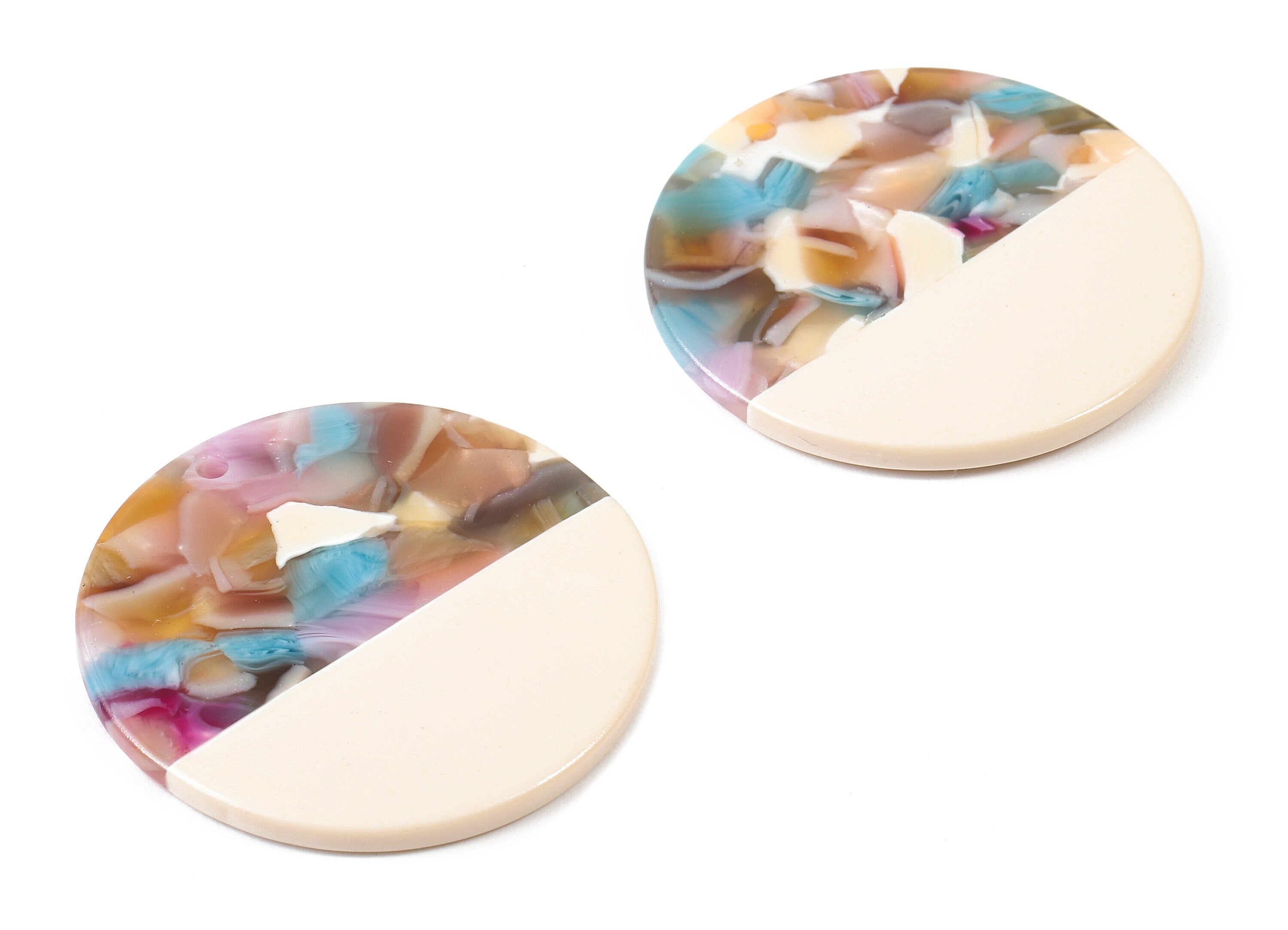 Acetate Round Charms - Coin Earrings and Pendant - Earring Findings - Jewelry Supply - Color Code: A413 - 35.1x35.1x2.5mm - AC1256-A413 - DOMEDBAZAAR