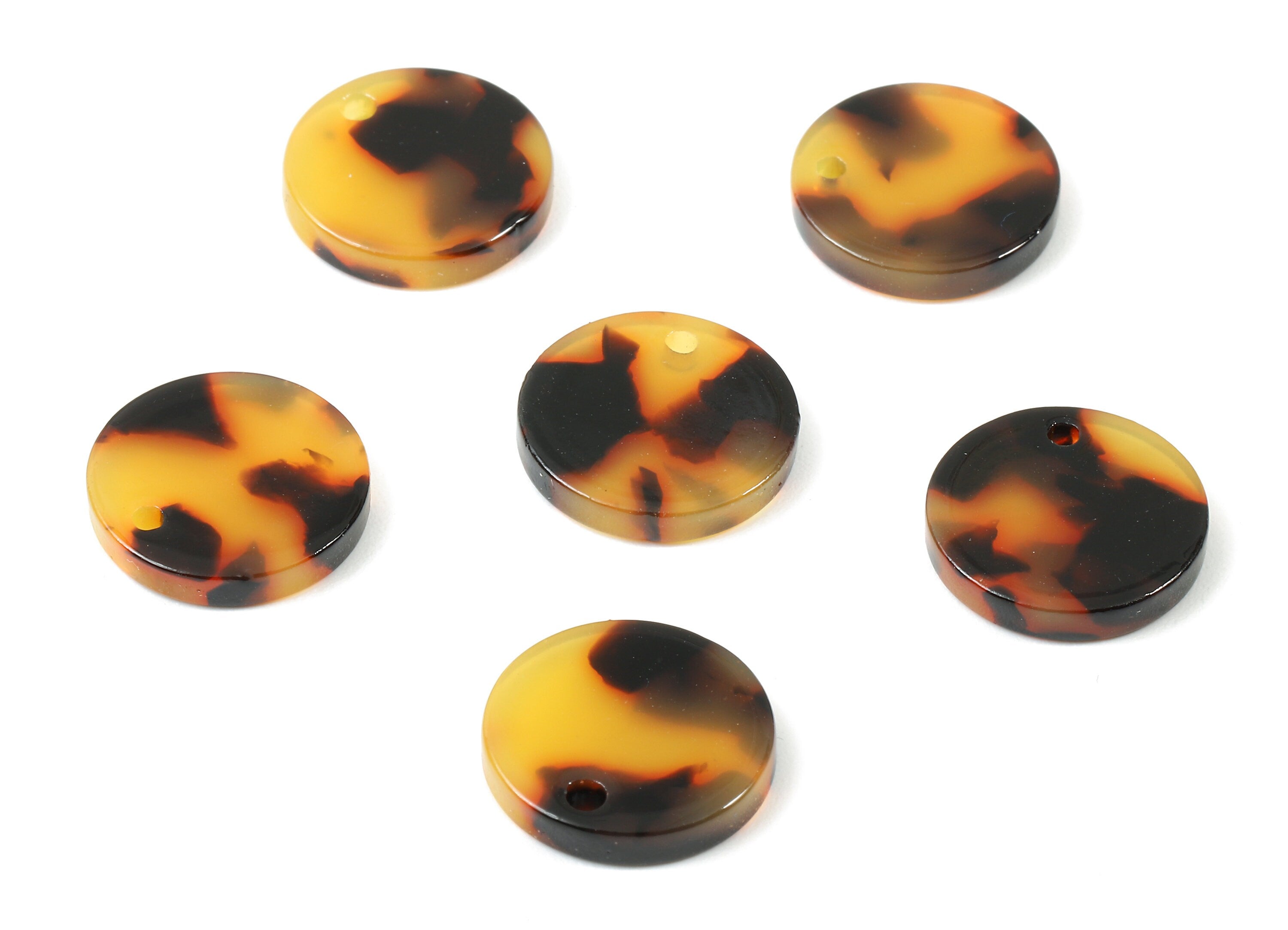 Acetate Round Charms - Tortoise Shell Earrings - Round Pendant - Jewelry Making Supplies - Color Code: A01 - 14.73x14.73x2.48mm - AC1064-A01 - DOMEDBAZAAR