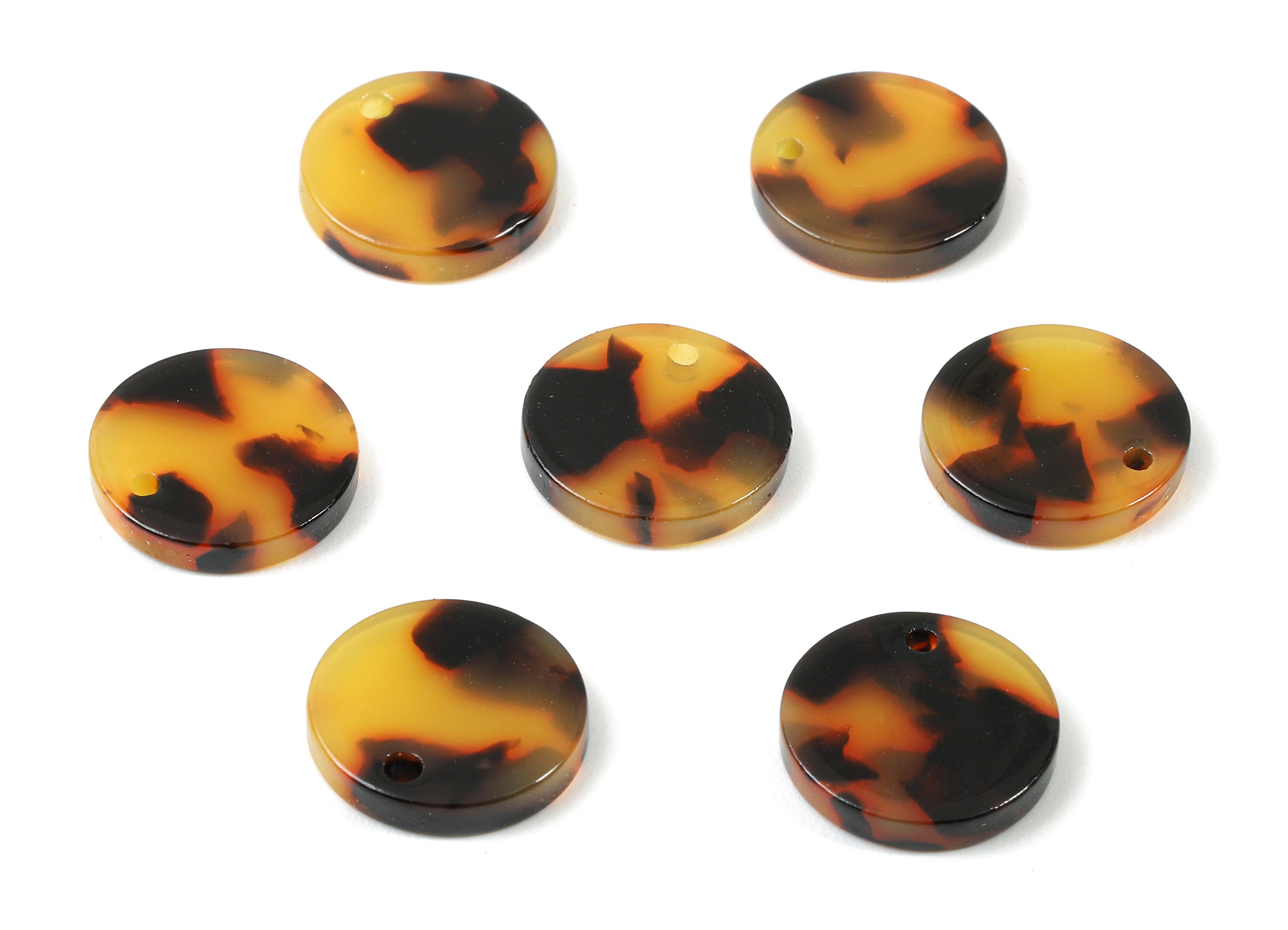 Acetate Round Charms - Tortoise Shell Earrings - Round Pendant - Jewelry Making Supplies - Color Code: A01 - 14.73x14.73x2.48mm - AC1064-A01 - DOMEDBAZAAR
