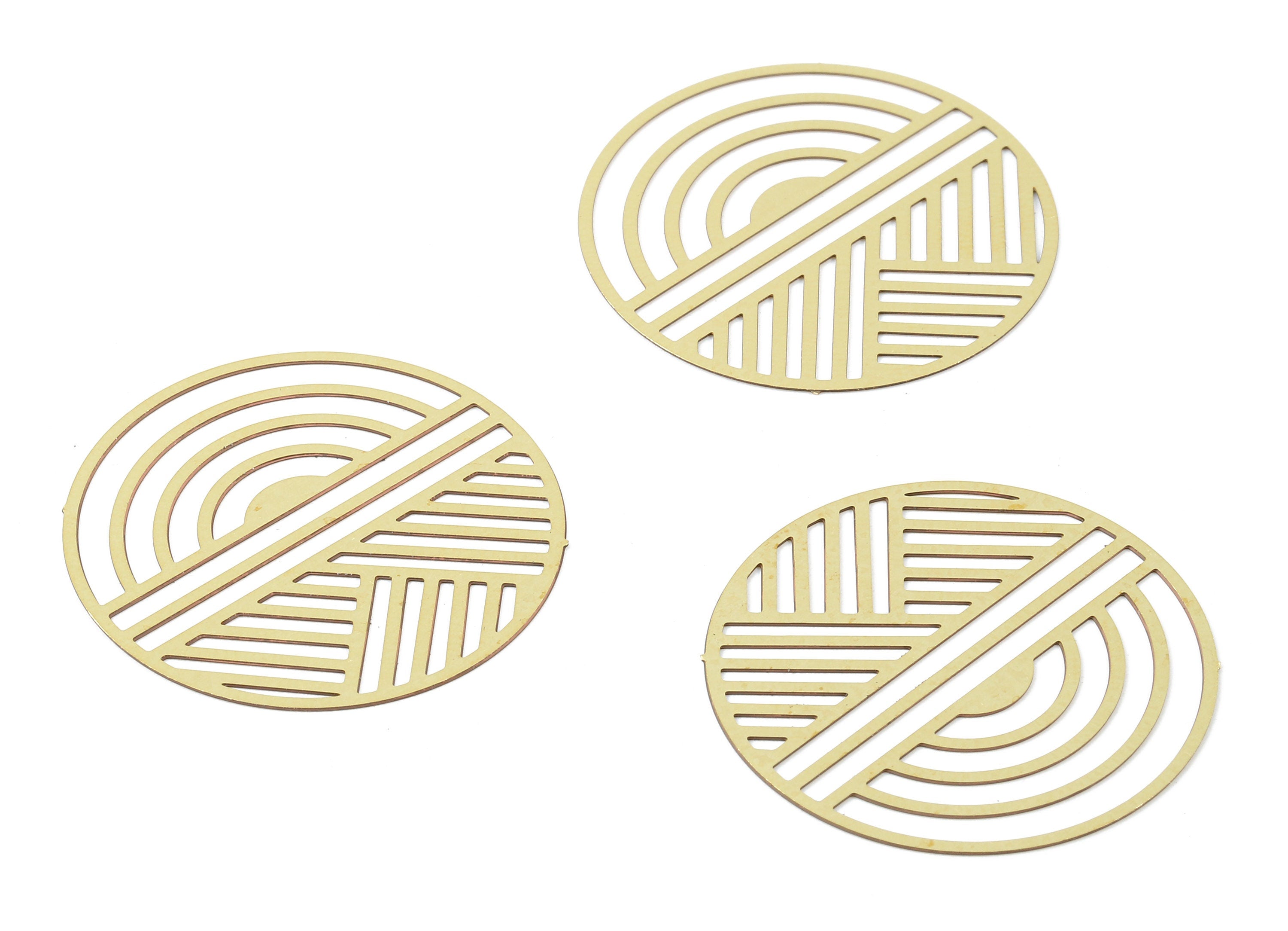 Brass Round Geometric Charms - Raw Brass Round Earrings and Pendant - Brass Necklace Charms - Jewelry Supplies - 29.78x29.78x0.3mm - JJB5772 - DOMEDBAZAAR