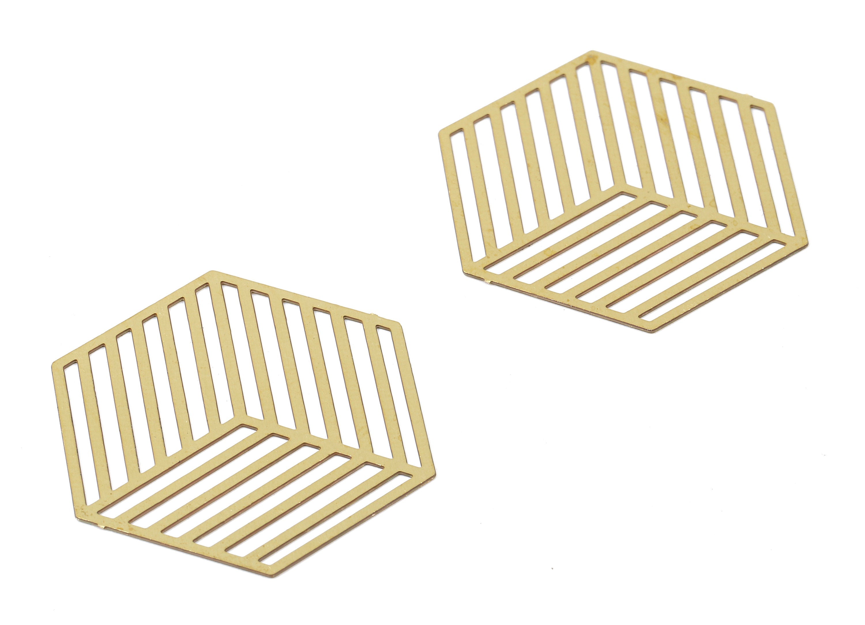 Brass Cube Geometric Charms - Raw Brass Cube Earring and Pendant - Brass Necklace Charms - Jewelry Supplies - 29.94x26.25x0.3mm - JJB5773 - DOMEDBAZAAR