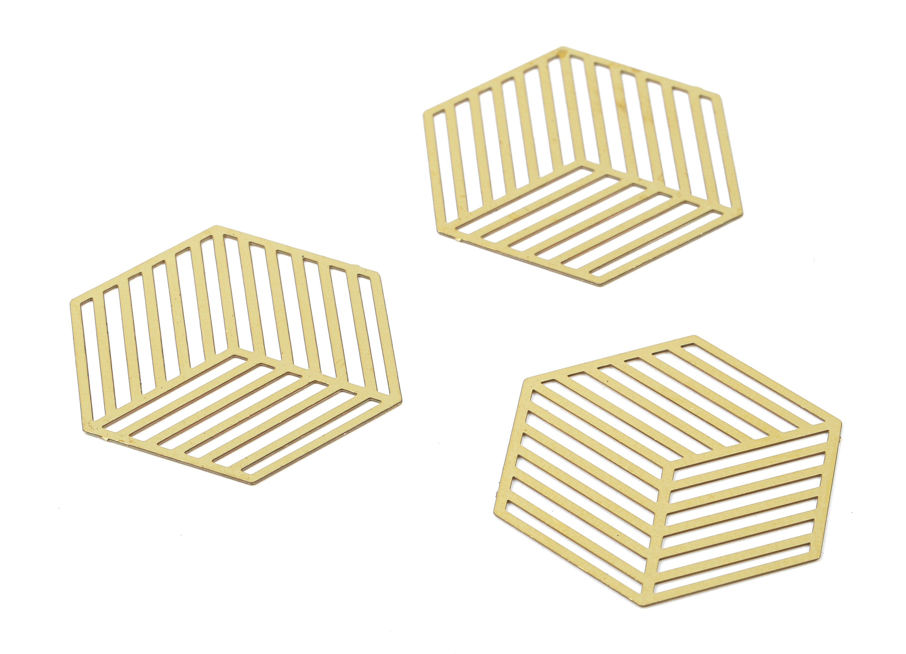 Brass Cube Geometric Charms - Raw Brass Cube Earring and Pendant - Brass Necklace Charms - Jewelry Supplies - 29.94x26.25x0.3mm - JJB5773 - DOMEDBAZAAR