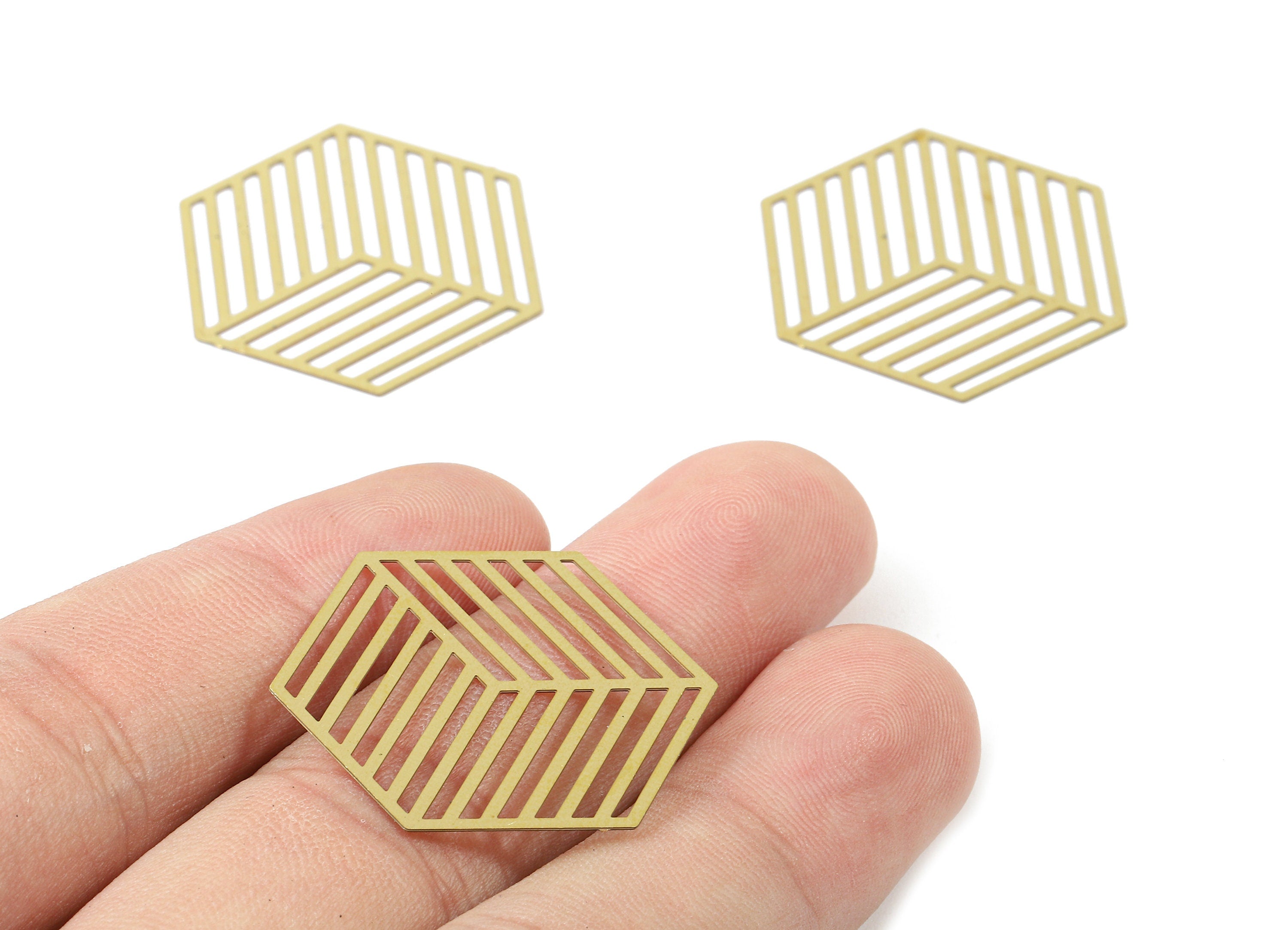Brass Cube Geometric Charms - Raw Brass Cube Earring and Pendant - Brass Necklace Charms - Jewelry Supplies - 29.94x26.25x0.3mm - JJB5773 - DOMEDBAZAAR