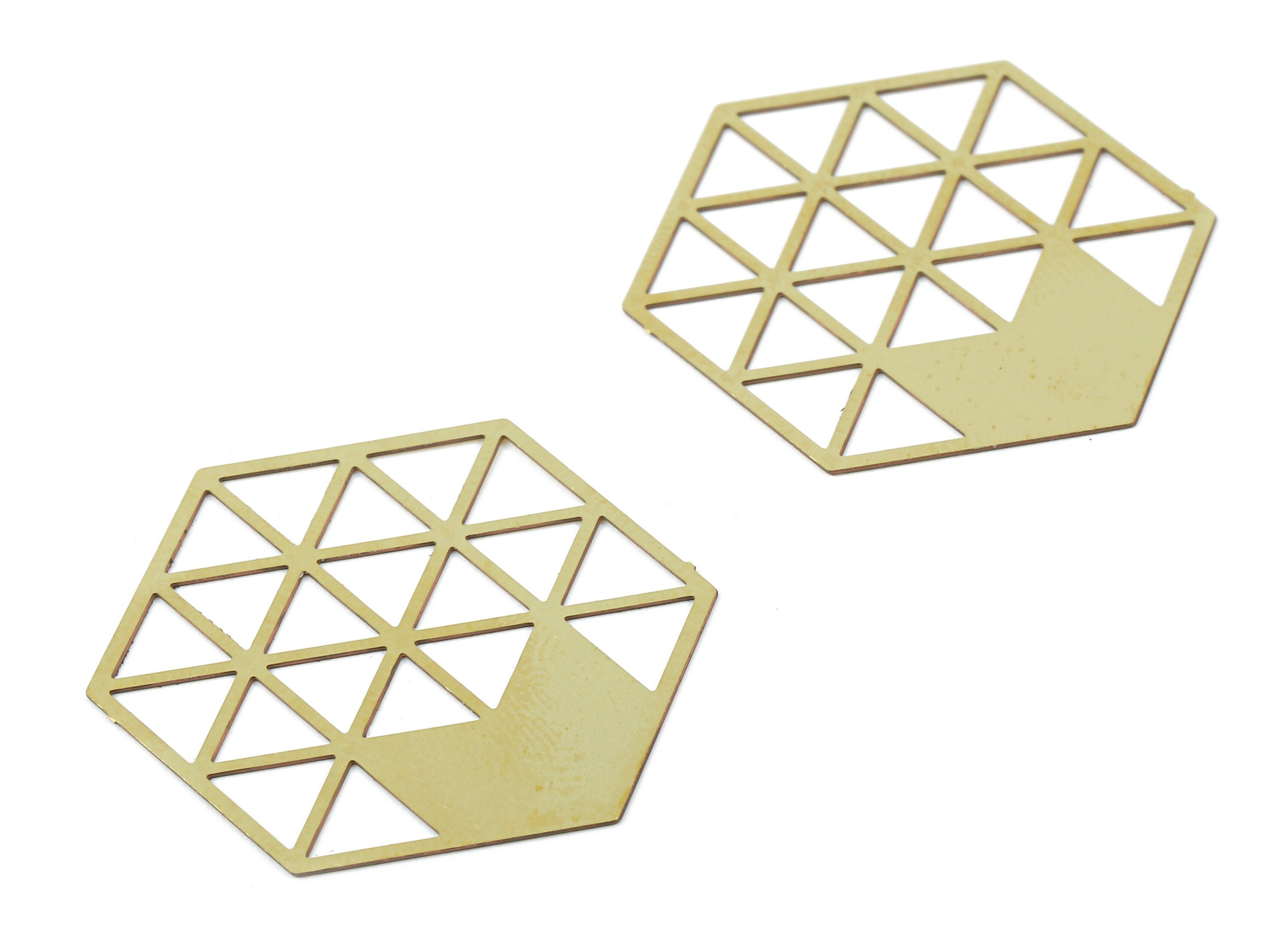Brass Hexagon Geometric Charms - Raw Brass Hexagon Earring and Pendant - Brass Necklace Charms - Jewelry Supplies - 29.87x26x0.3mm - JJB5774 - DOMEDBAZAAR