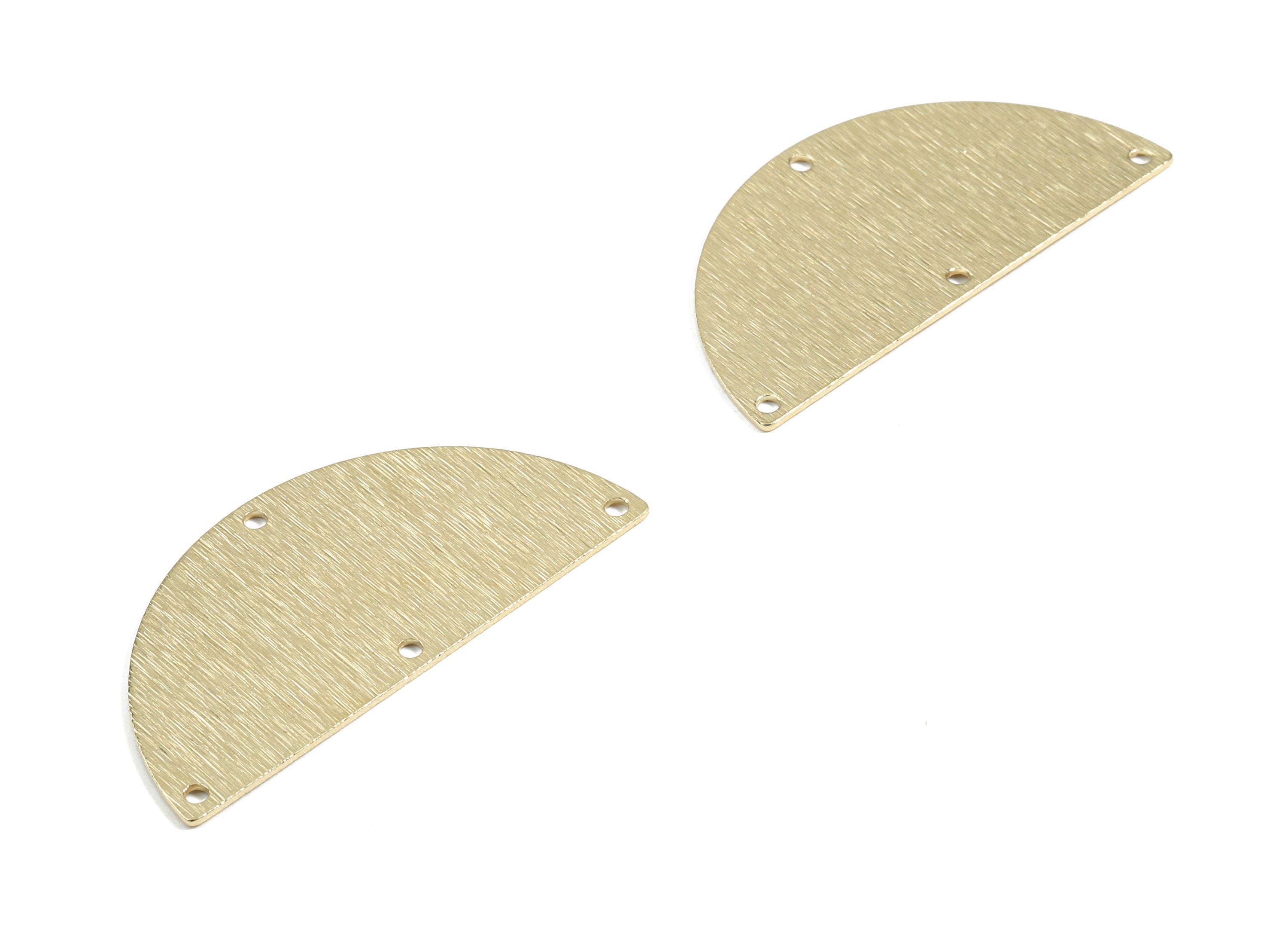 Brass Half Moon Connector - Raw Brass Semicircle Earring Connectors - Textured Brass 4 Hole - Jewelry Supplies - 50x24x0.82mm - PP3051 - DOMEDBAZAAR