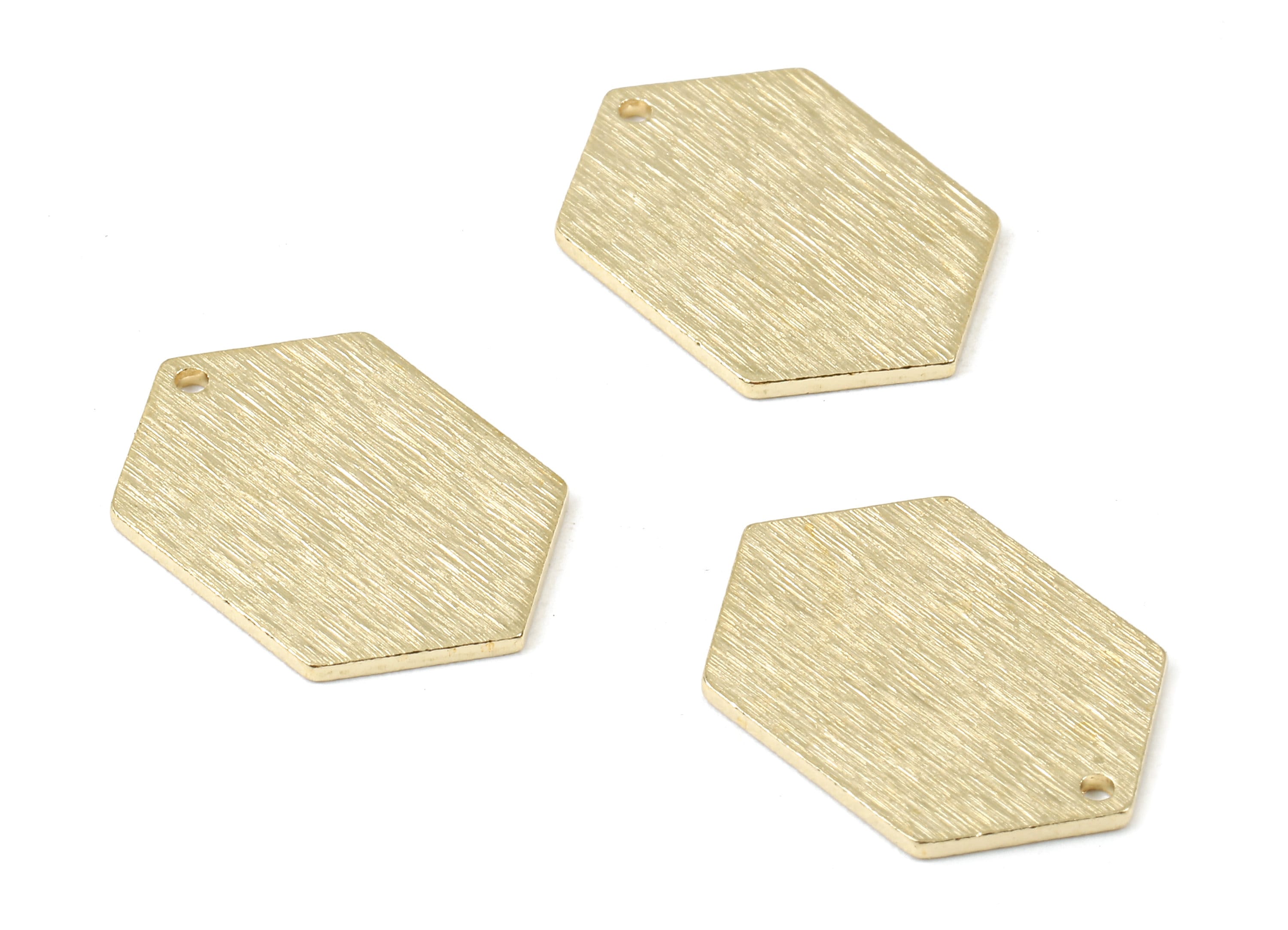 Brass Hexagon Charms - Raw Brass Textured Hexagon Earring and pendant - Earring Findings - Jewelry Supplies - 20.44x13.95x1.05mm - PP2959 - DOMEDBAZAAR