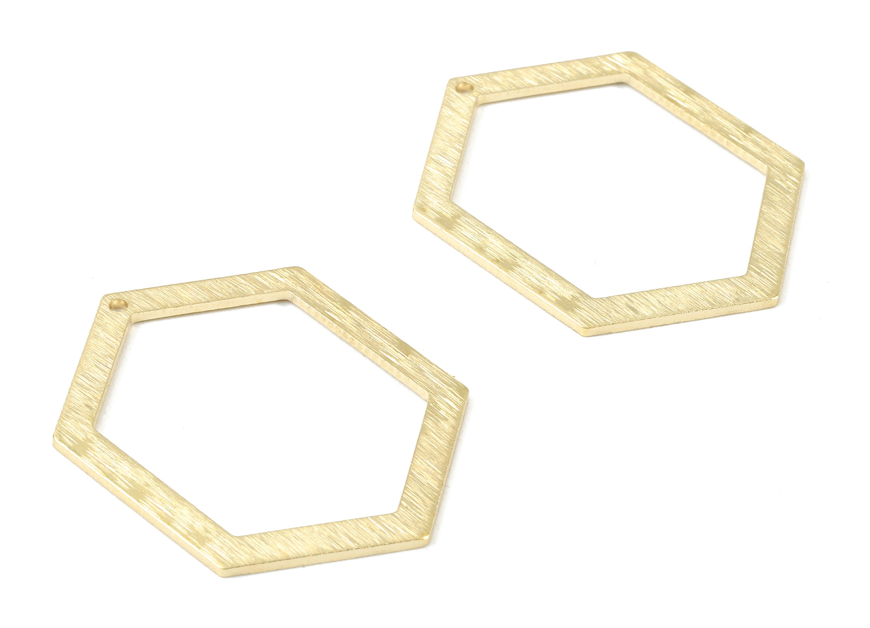 Brass Hexagon Charms - Raw Brass Textured Hexagon Earring and pendant - Earring Findings - Jewelry Supplies - 32.71x24.4x1.1mm - PP2957 - DOMEDBAZAAR