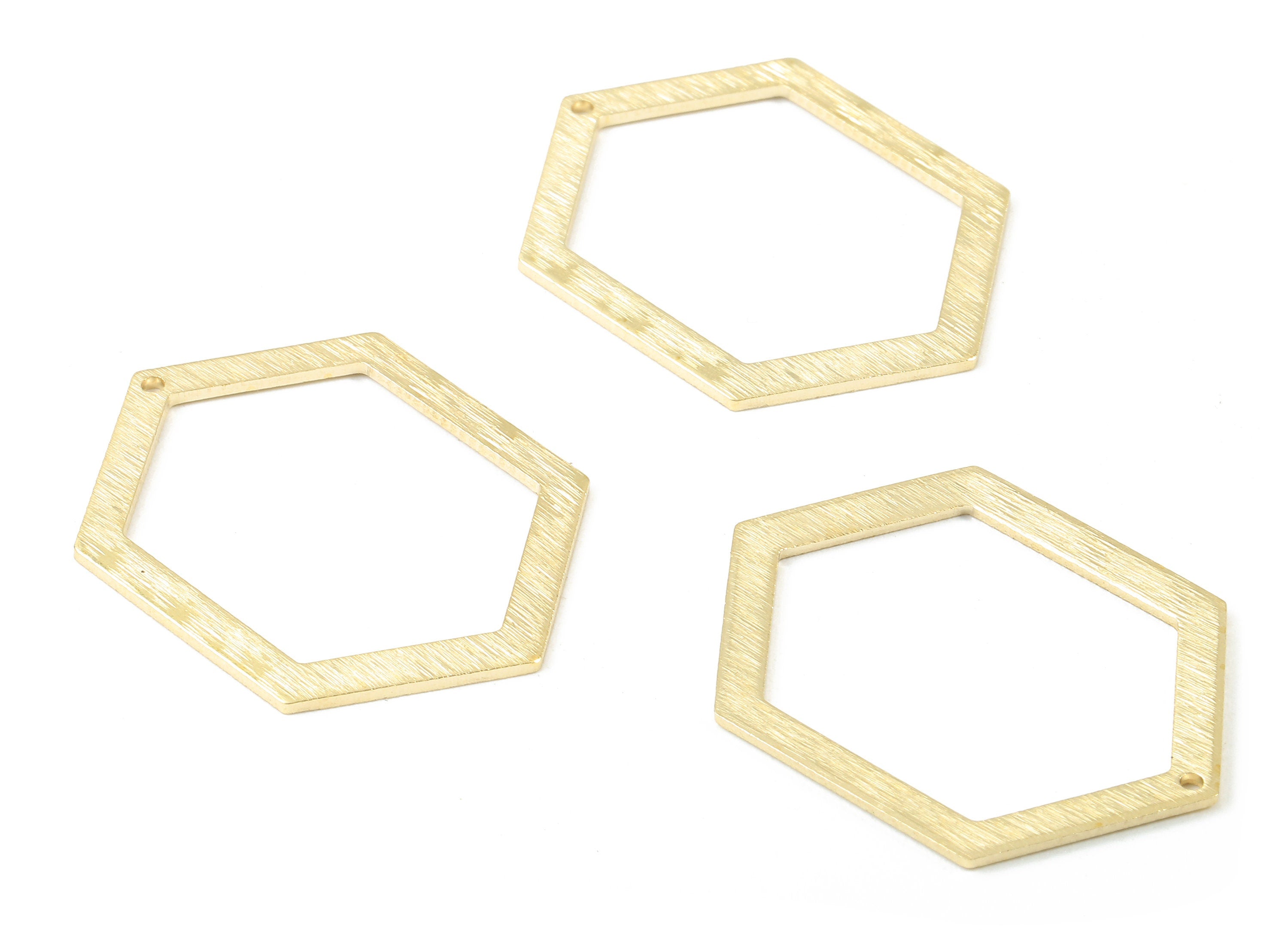 Brass Hexagon Charms - Raw Brass Textured Hexagon Earring and pendant - Earring Findings - Jewelry Supplies - 32.71x24.4x1.1mm - PP2957 - DOMEDBAZAAR