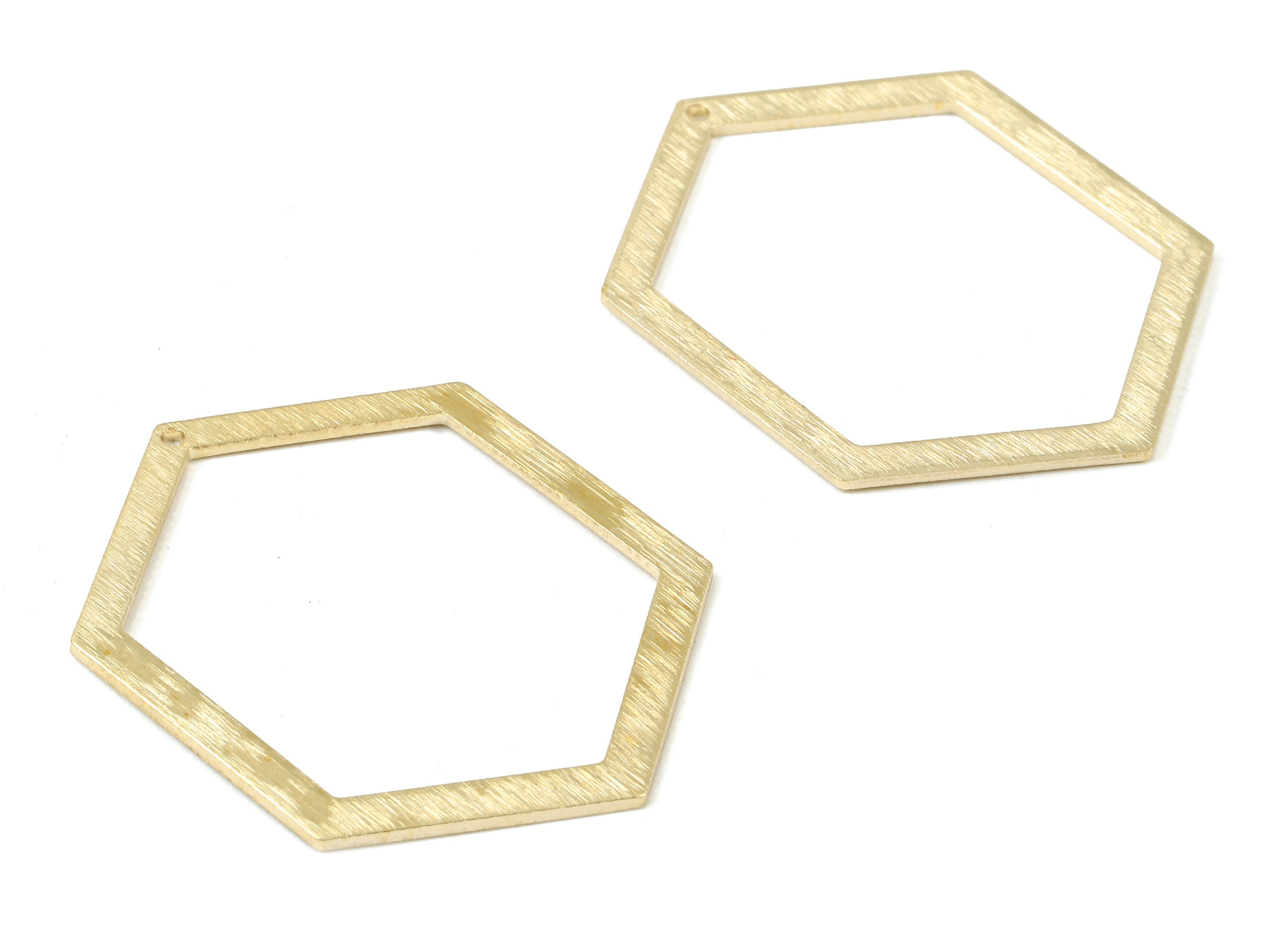 Brass Hexagon Charms - Raw Brass Textured Hexagon Earring and pendant - Earring Findings - Jewelry Supplies - 38.95x29.75x1.07mm - PP2958 - DOMEDBAZAAR