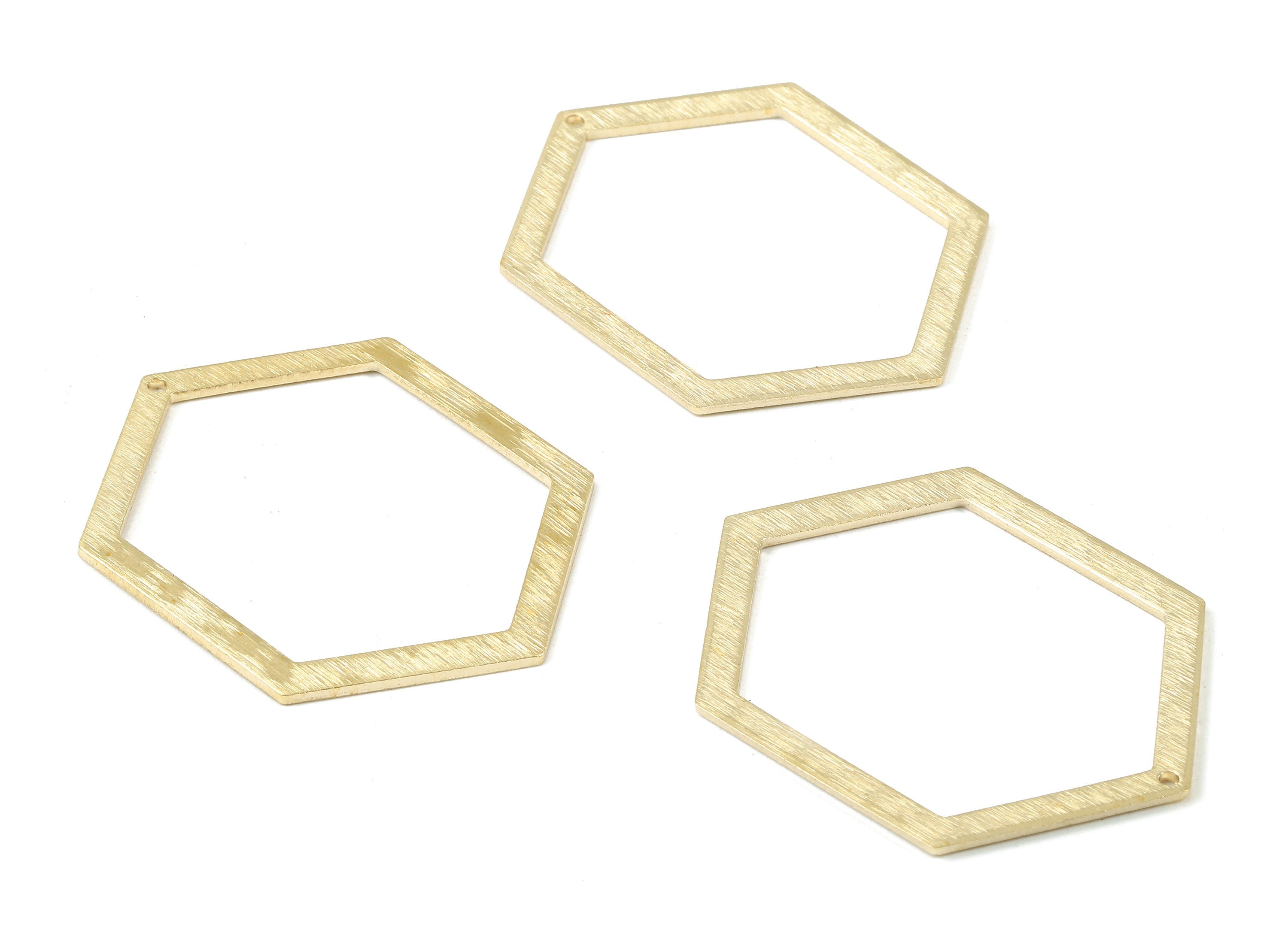 Brass Hexagon Charms - Raw Brass Textured Hexagon Earring and pendant - Earring Findings - Jewelry Supplies - 38.95x29.75x1.07mm - PP2958 - DOMEDBAZAAR