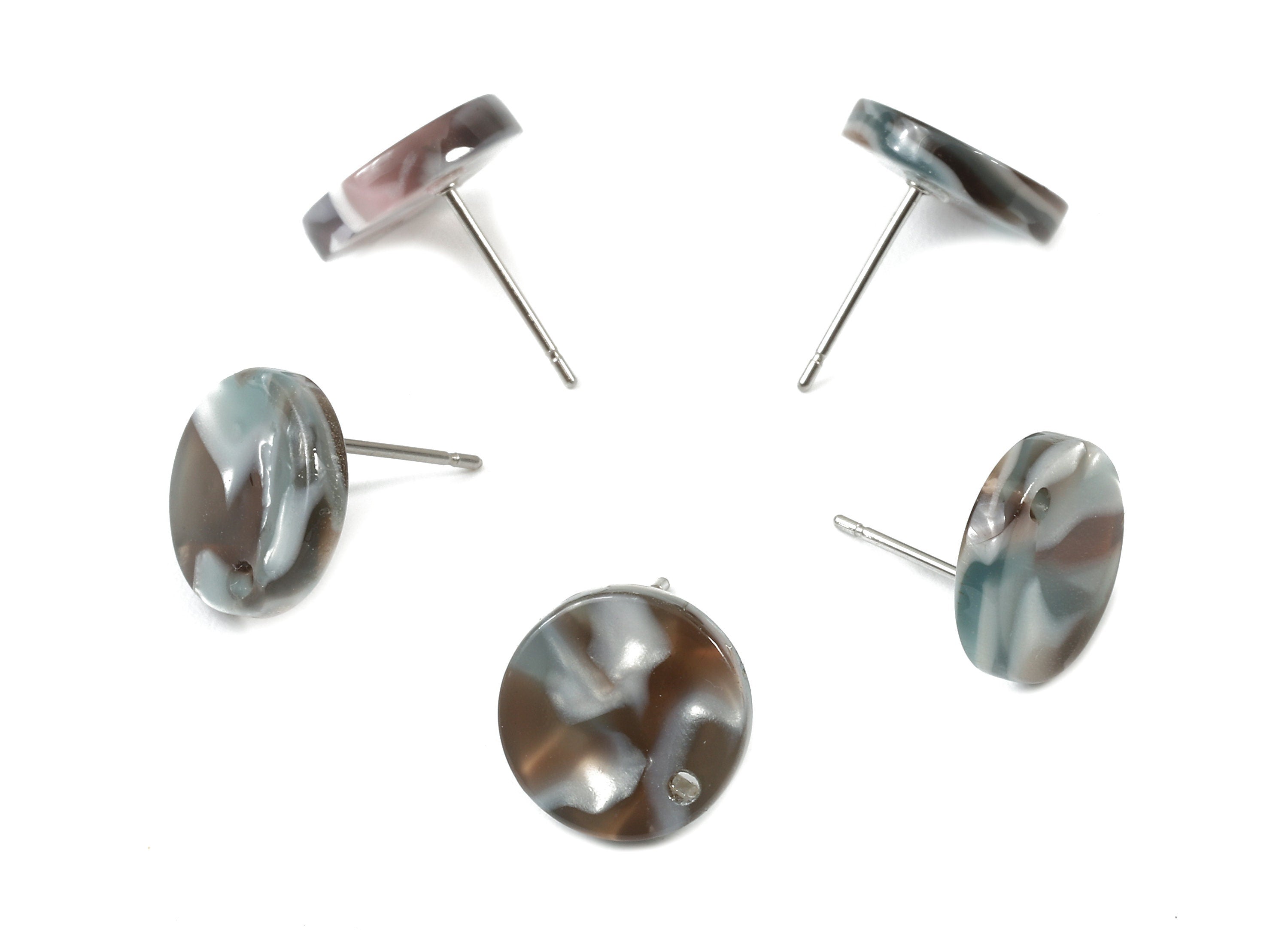 Acetate Round Earring Stud - Acetate Round Earring Post - Earring Post Findings - Color Code: A22 - 11.6x11.6x2.95mm - AC1139-A22 - DOMEDBAZAAR