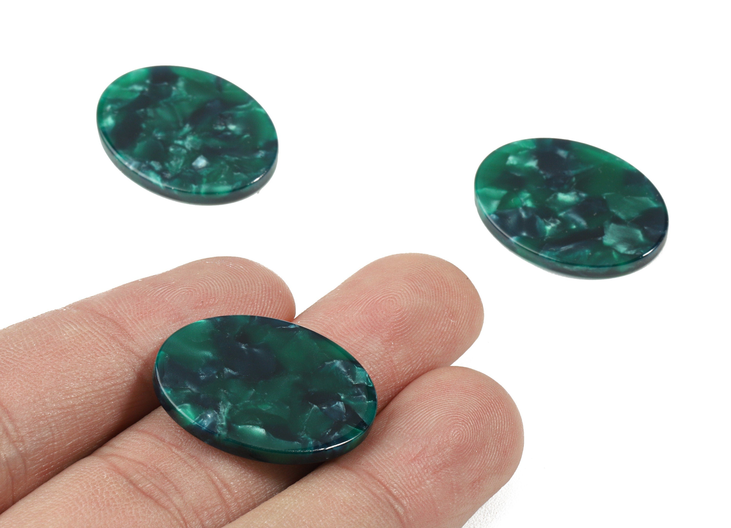 Acetate Oval Bead Charms - Green Oval Bead Charm - Earring Findings - Jewelry Supplies - Color Code:A13 - 25.73x19.77x2.45mm - AC1808-A13 - DOMEDBAZAAR