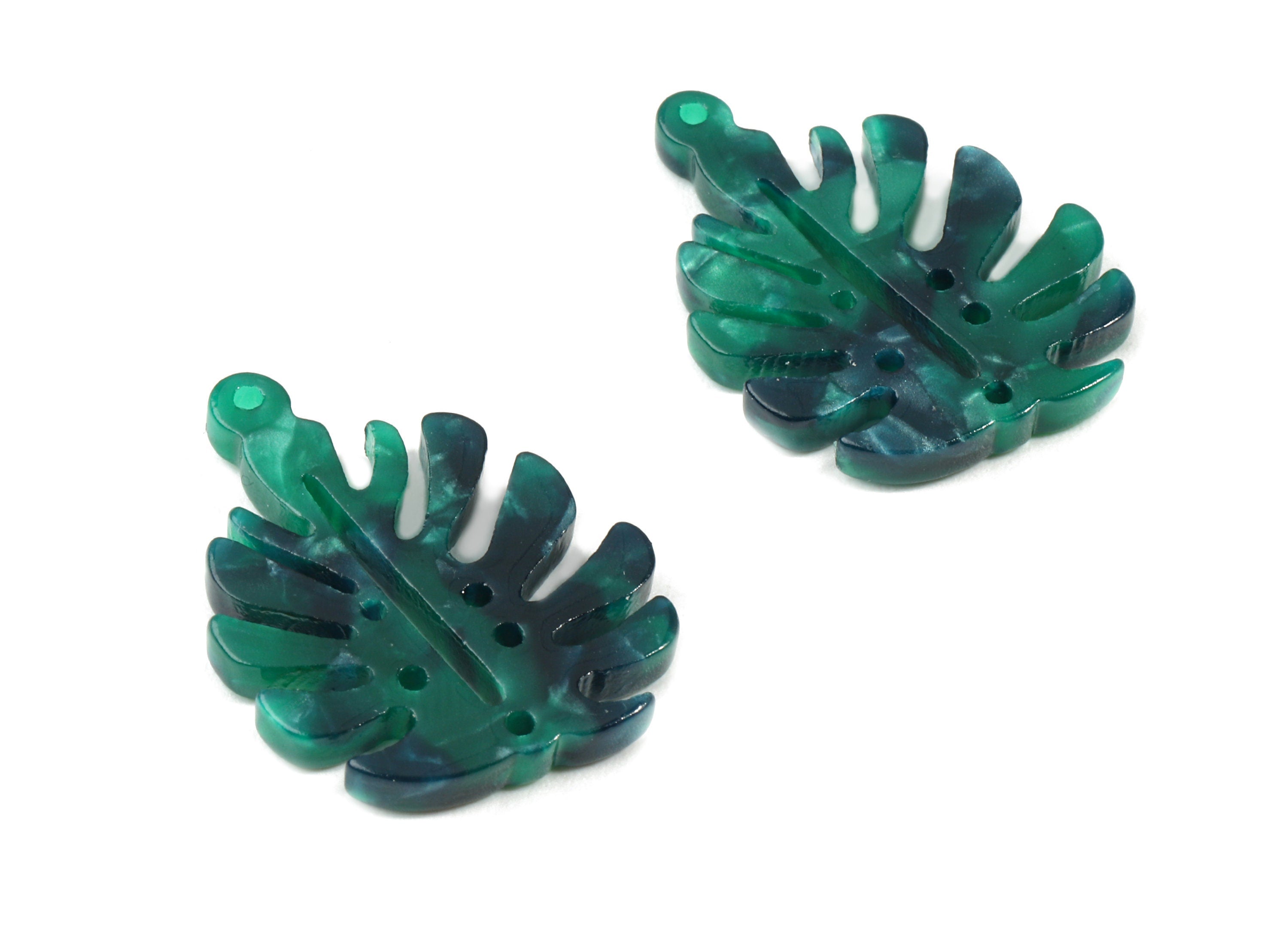 Acetate Monstera Leaf Pendant - Leaf Earring Charms - Earring Findings - Jewelry Supplies - Color Code:A13 - 24.33x19.73x2.6mm - AC1810-A13 - DOMEDBAZAAR