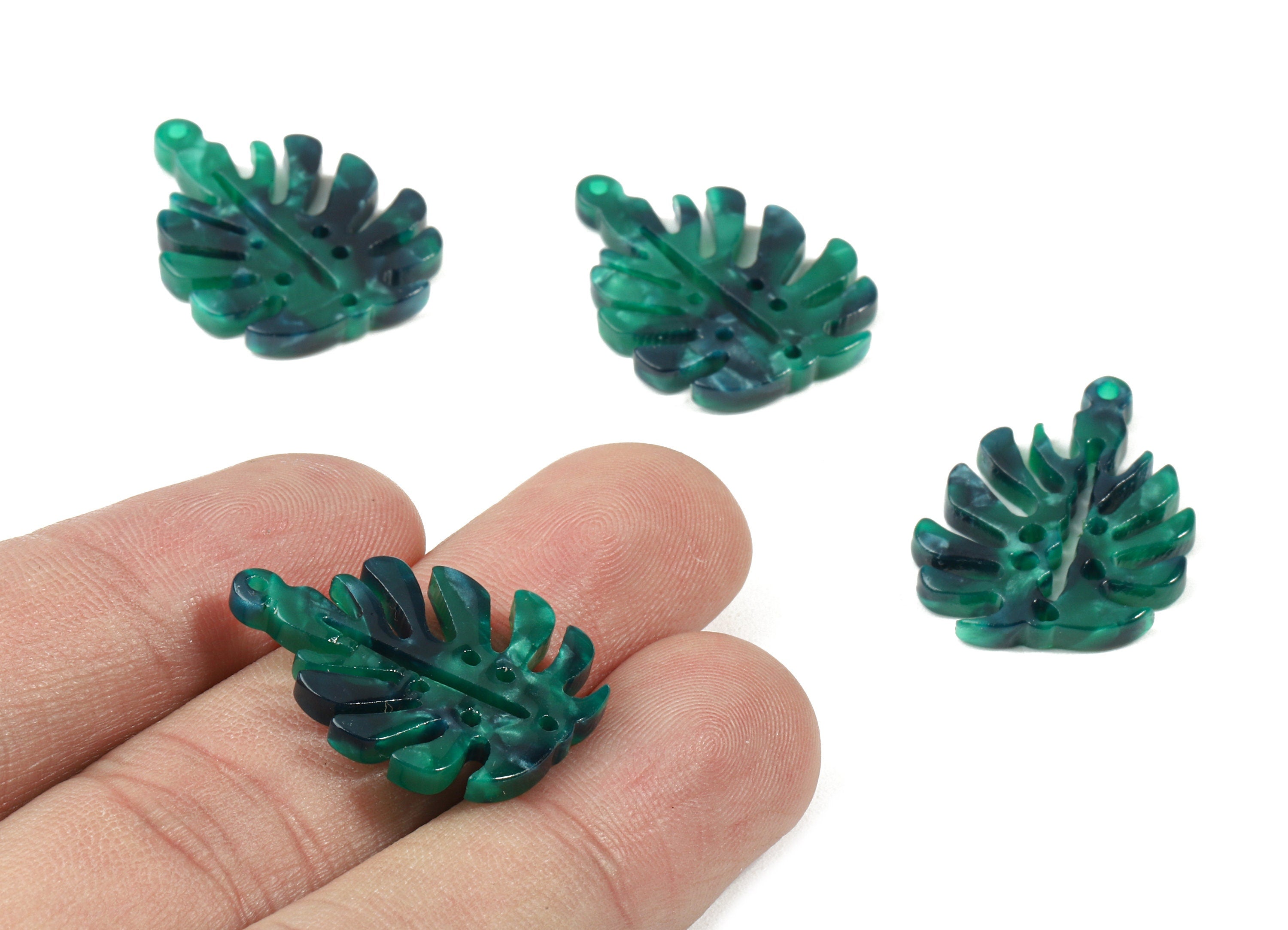 Acetate Monstera Leaf Pendant - Leaf Earring Charms - Earring Findings - Jewelry Supplies - Color Code:A13 - 24.33x19.73x2.6mm - AC1810-A13 - DOMEDBAZAAR