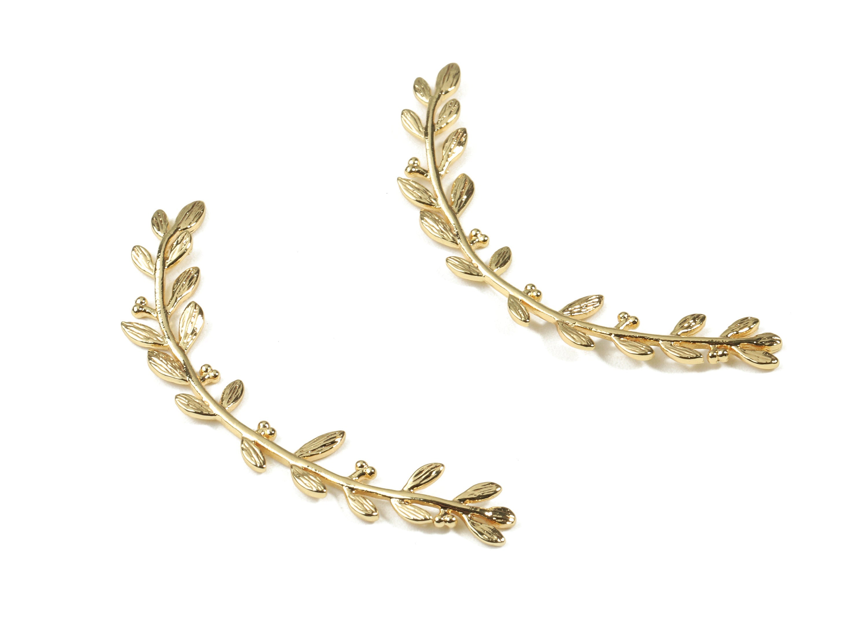 Brass Branch Brooch - Gold Brass Branch Brooch - 18K Real Gold Plated Brass - Jewelry Supplies - 45.54x8.01x1.28mm - RGP2481 - DOMEDBAZAAR