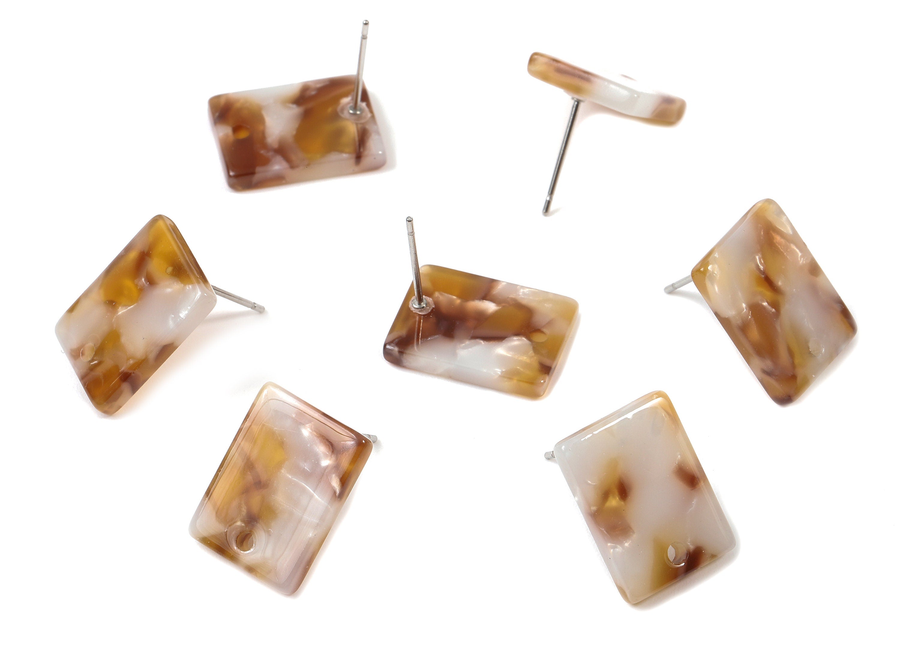 Acetate Rectangle Earring Stud - Rectangle Earring Post and Stud - Earring Findings - Color Code: A376 - 15.43x11.72x2.5mm- AC1663-A376 - DOMEDBAZAAR