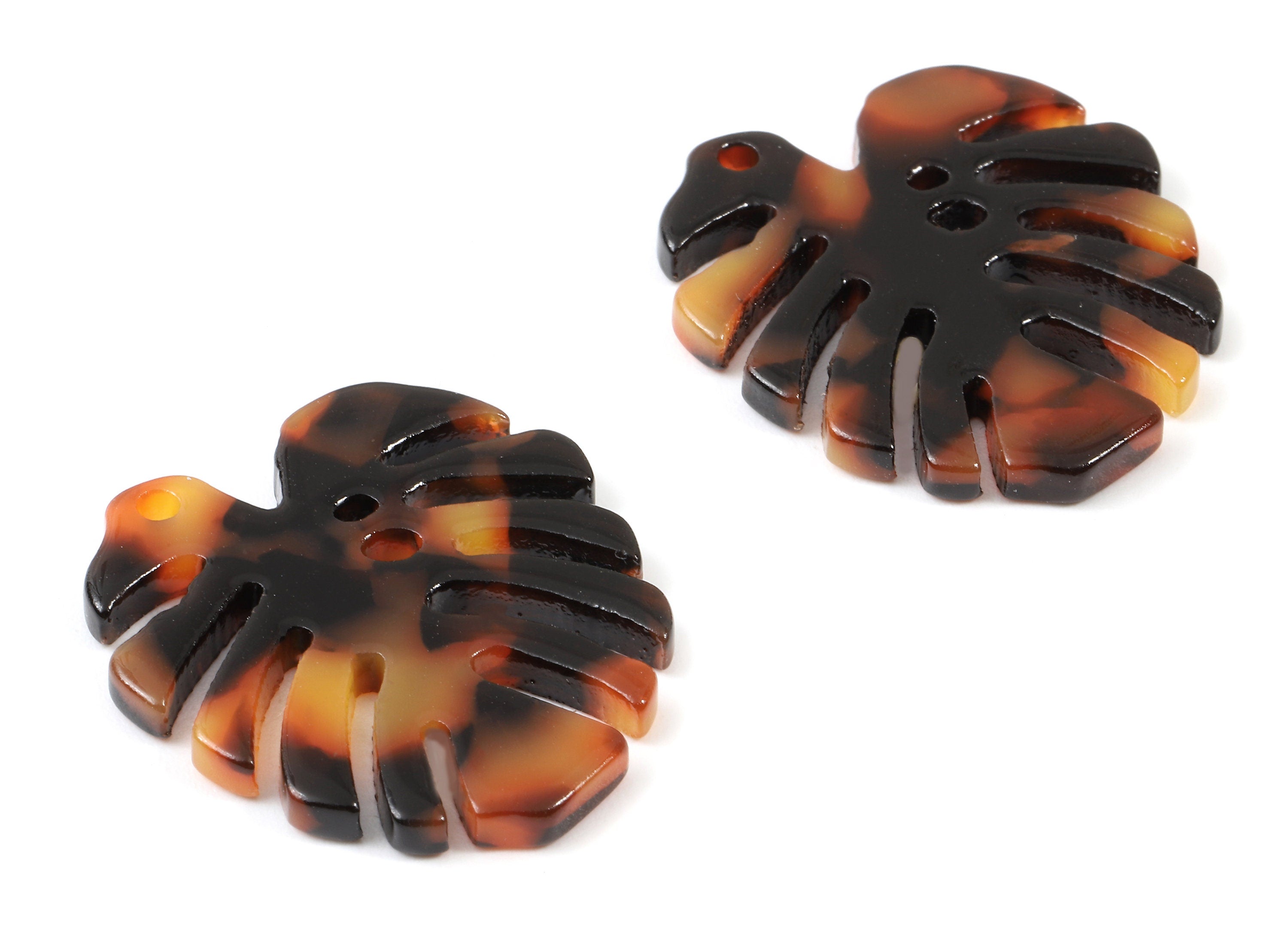 Acetate Monstera Charms - Tortoise Shell Earrings - Leaf Earring and Pendant - Color Code: A04 - 27.15x25.1x2.53mm - AC1760-A04 - DOMEDBAZAAR
