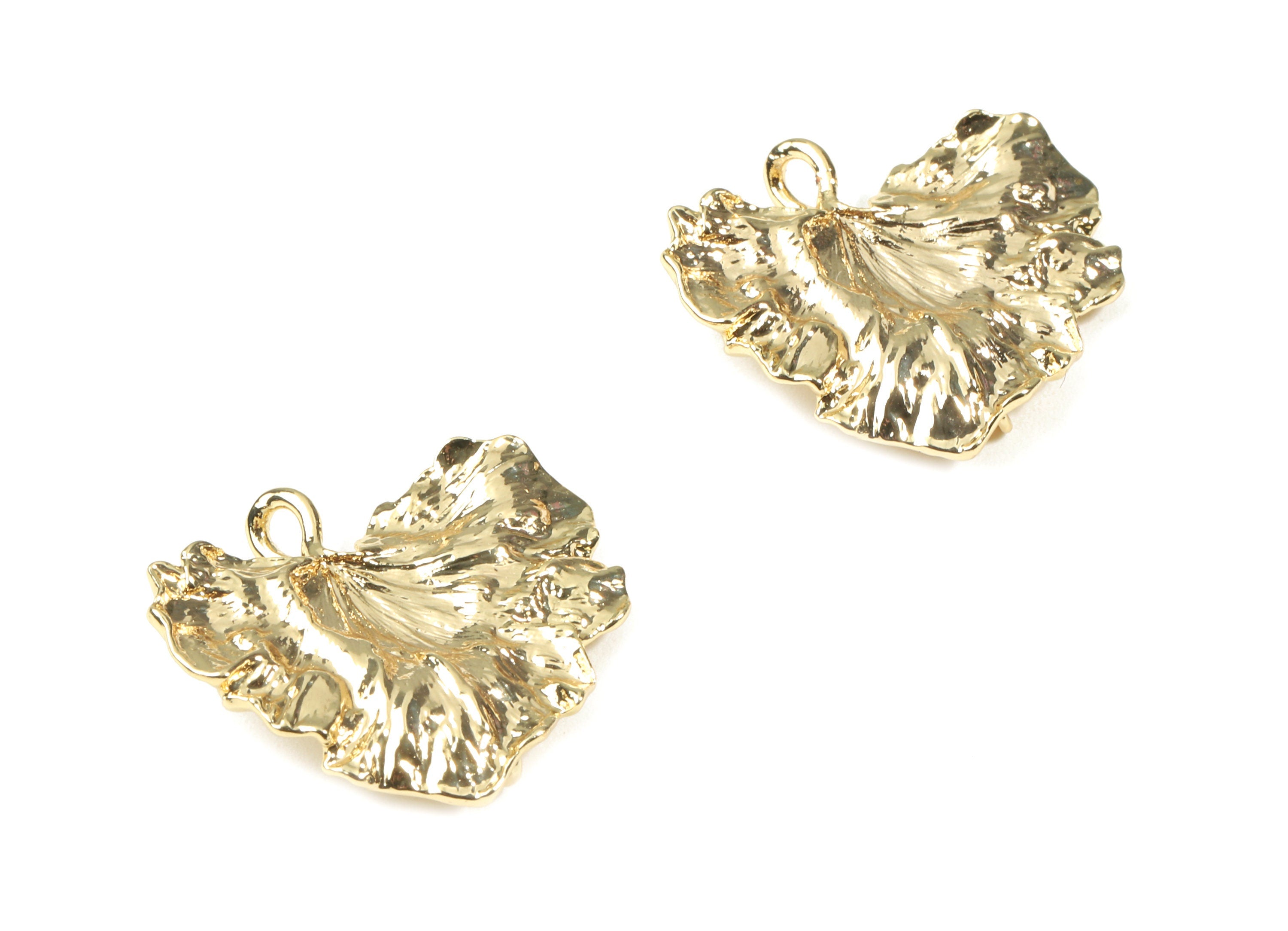 Brass Leaf Earring Connector - Gold Leaf Earring Connector - 18K Real Gold Plated Brass - Jewelry Supplies - 29.79x26.46x1.6mm - RGP2507 - DOMEDBAZAAR