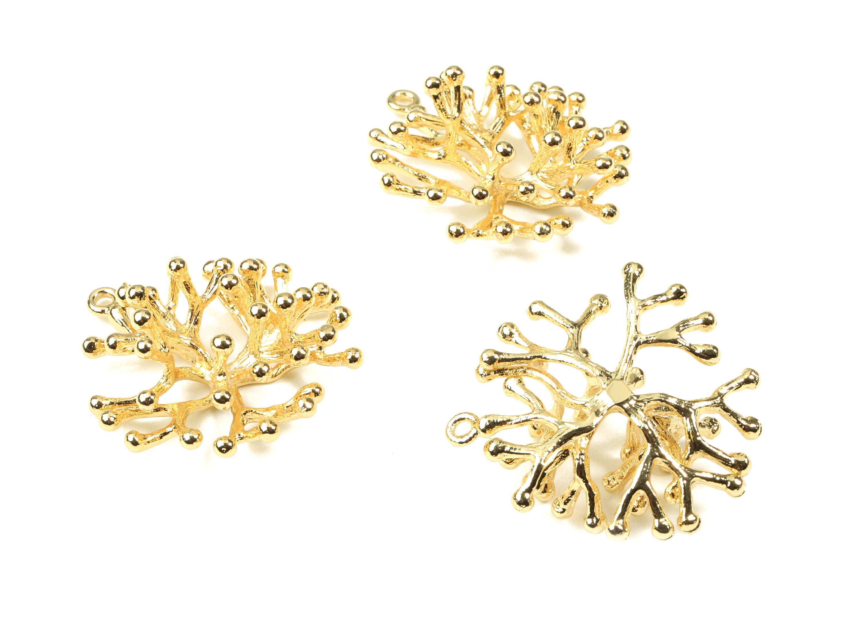 Brass Coral Earring Charms - Gold Coral Necklace Charm - 18K Real Gold Plated Brass - Jewelry Supplies - 27.01x27.01x2.07mm - RGP2525 - DOMEDBAZAAR