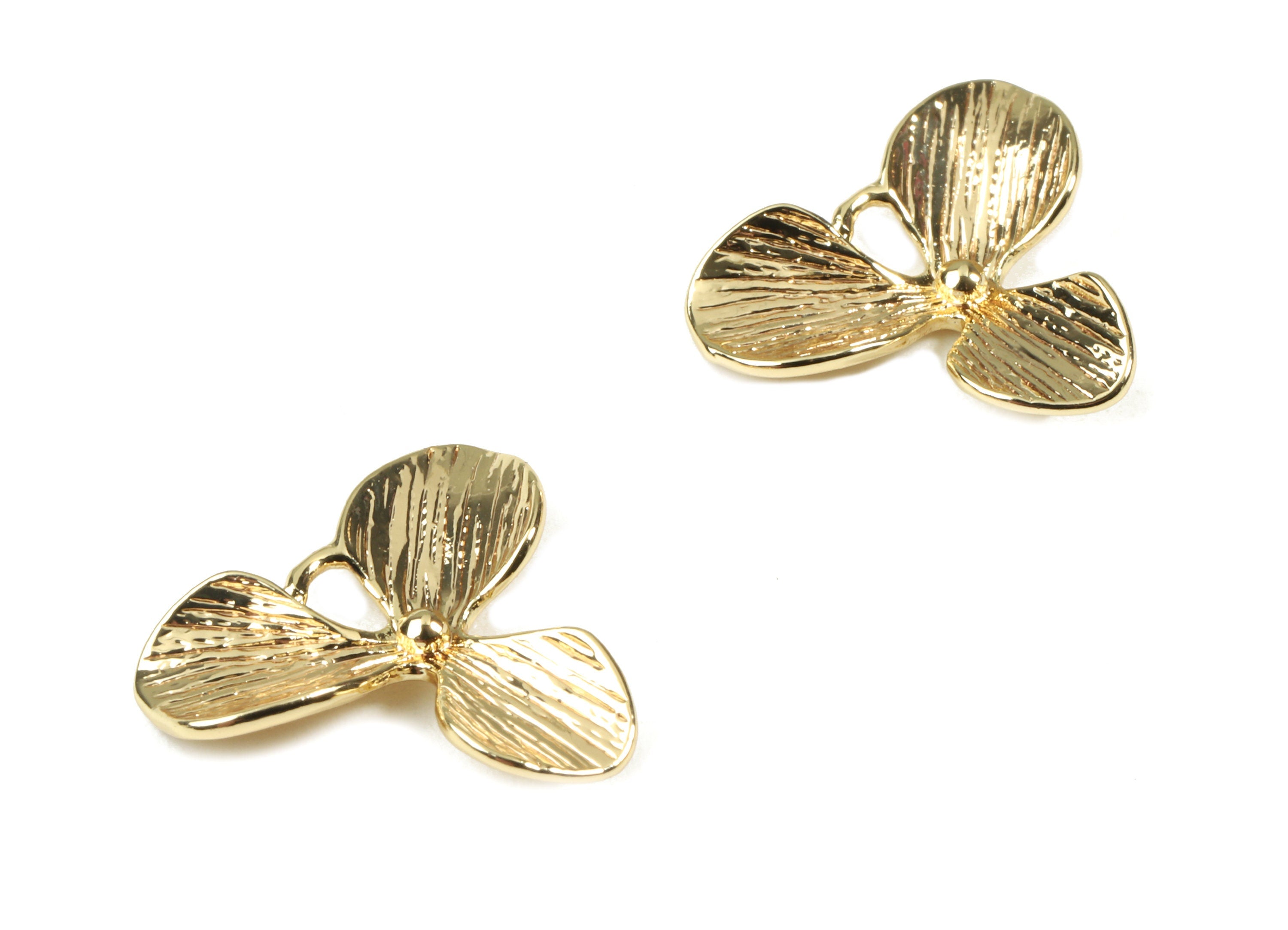 Brass Leaf Earring Connector - Brass Leaf Bracelet - 18K Real Gold Plated Brass - Jewelry Supplies - 16.77x16.77x0.76mm - RGP2518 - DOMEDBAZAAR