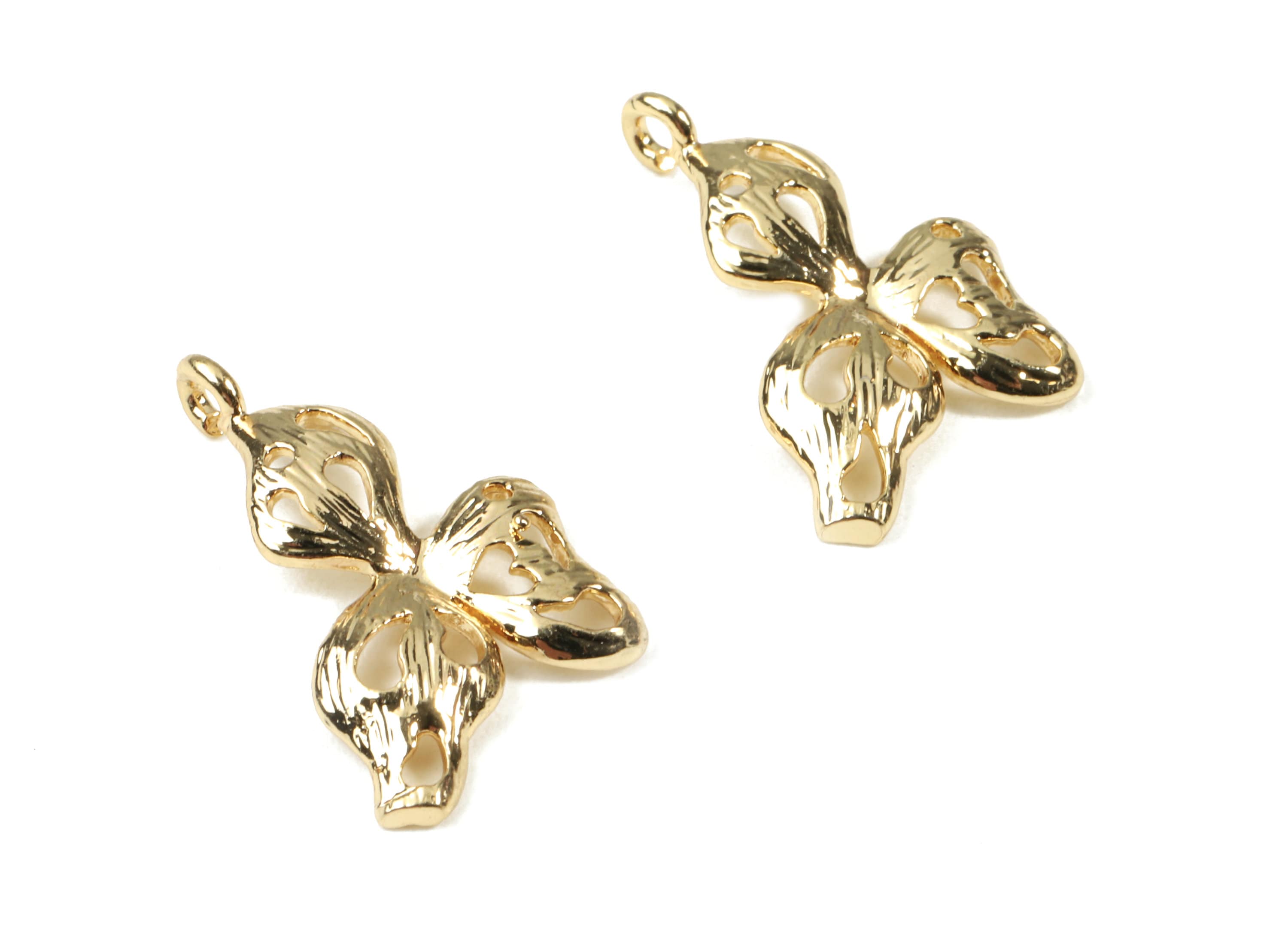 Brass Leafs Earring Charms - Gold Leafs Necklace Pendant - 18K Real Gold Plated Brass - Jewelry Supplies - 21.78x13.28x1.24mm - RGP2520 - DOMEDBAZAAR