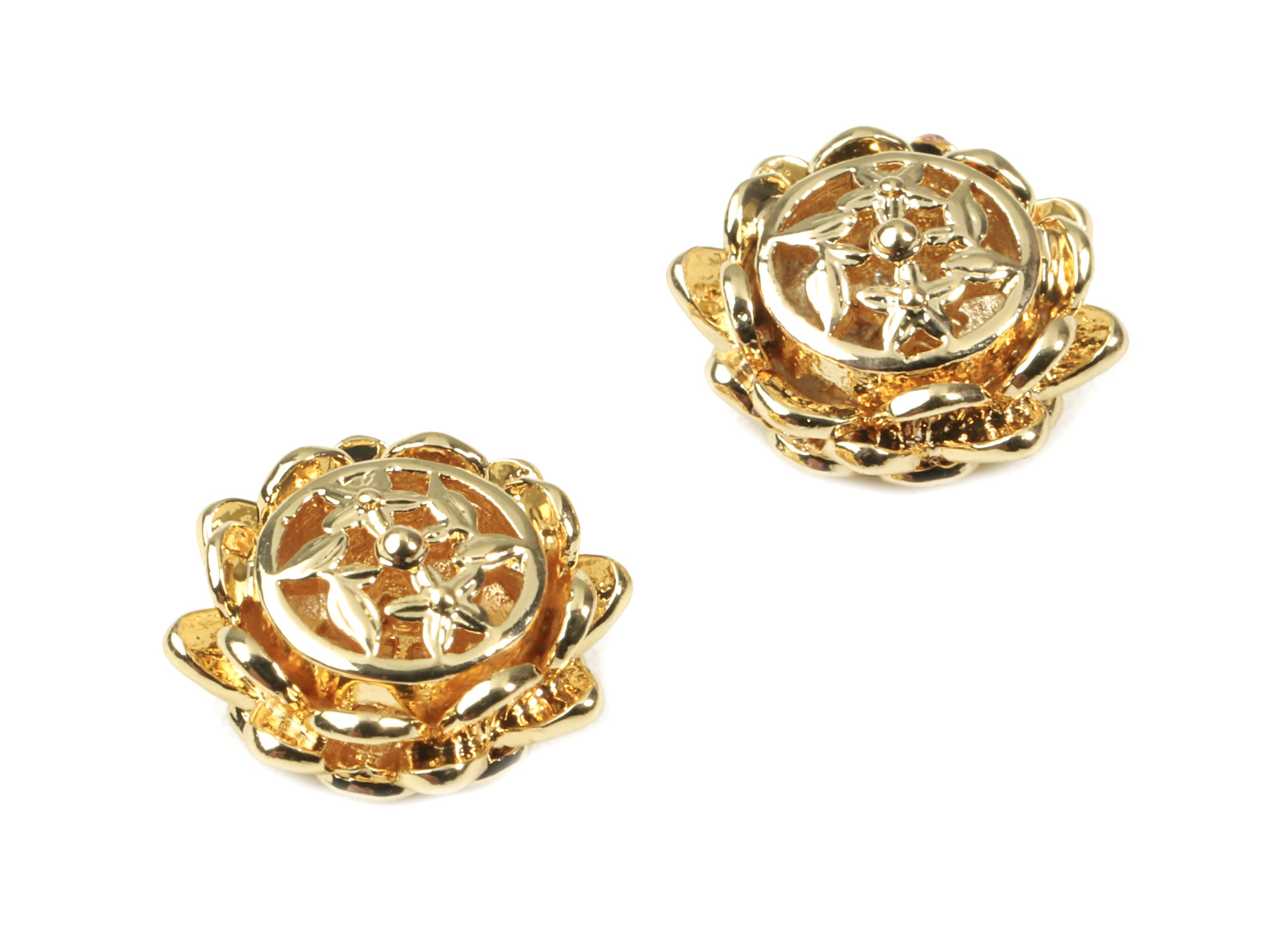 Brass Flower bracelet Spacer - Gold Flower Spacer - 18K Real Gold Plated Brass - Jewelry Supplies - 11.66x11.66x5.39mm - RGP2511 - DOMEDBAZAAR
