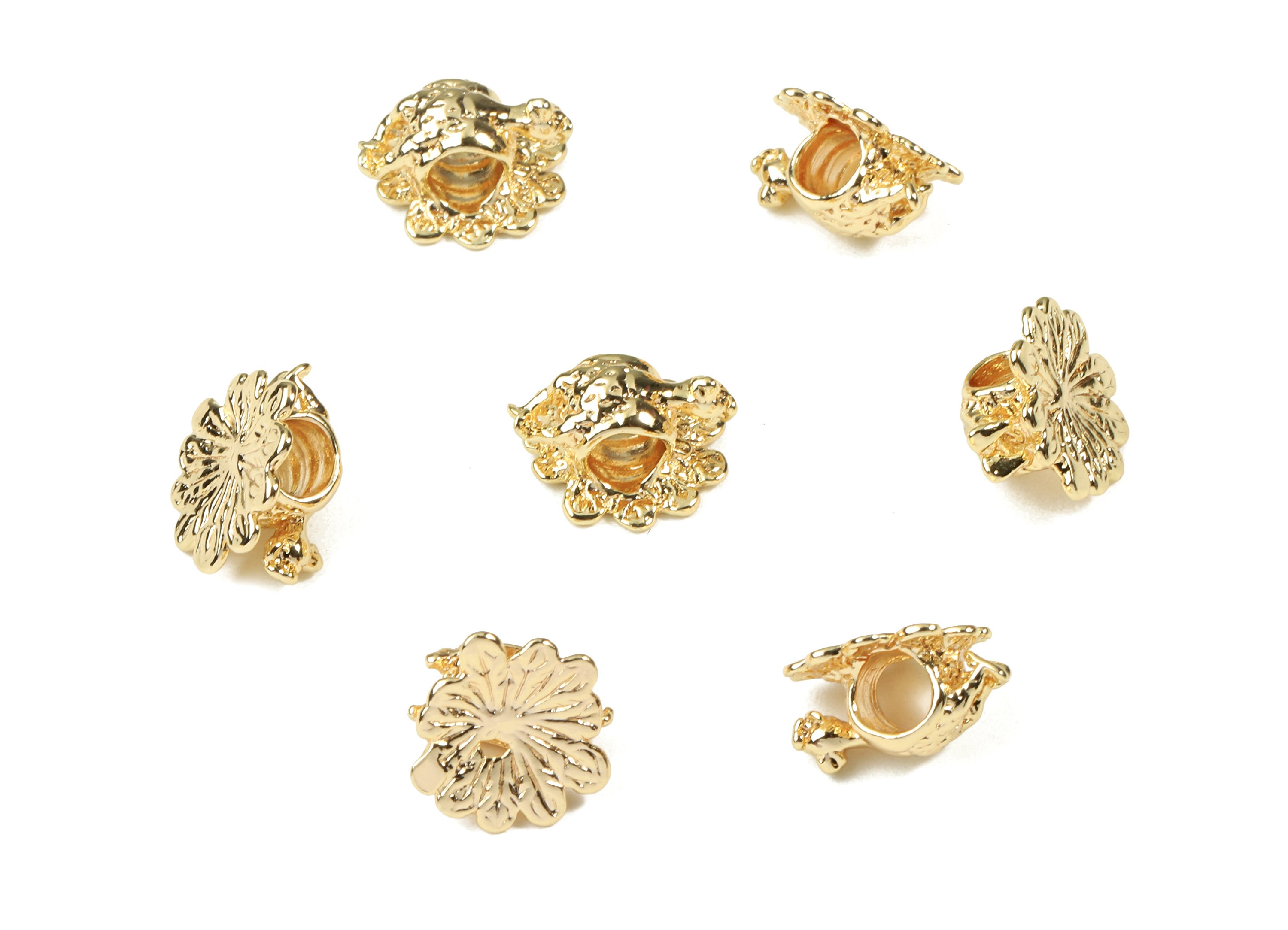 Brass Flower Bracelet Spacer - Gold Flower Bracelet Spacer - 18K Real Gold Plated Brass - Jewelry Supplies - 13.24x12.18x6.94mm - RGP2485 - DOMEDBAZAAR