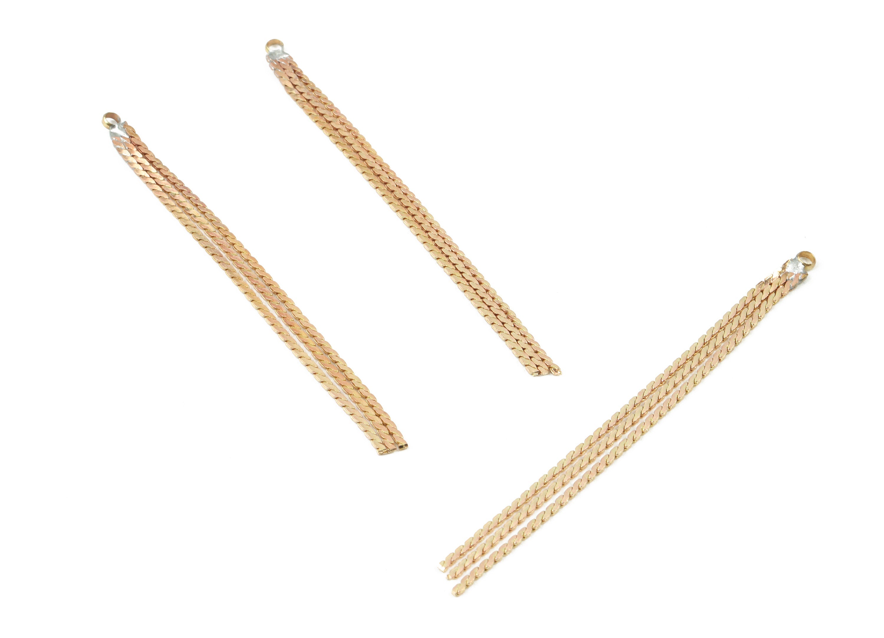 Brass Serpentine Chains Charm - Raw Brass Tassel Chains Charms - Earring Findings - Jewelry Supplies - 62x3.66x1.4mm - PP3054 - DOMEDBAZAAR