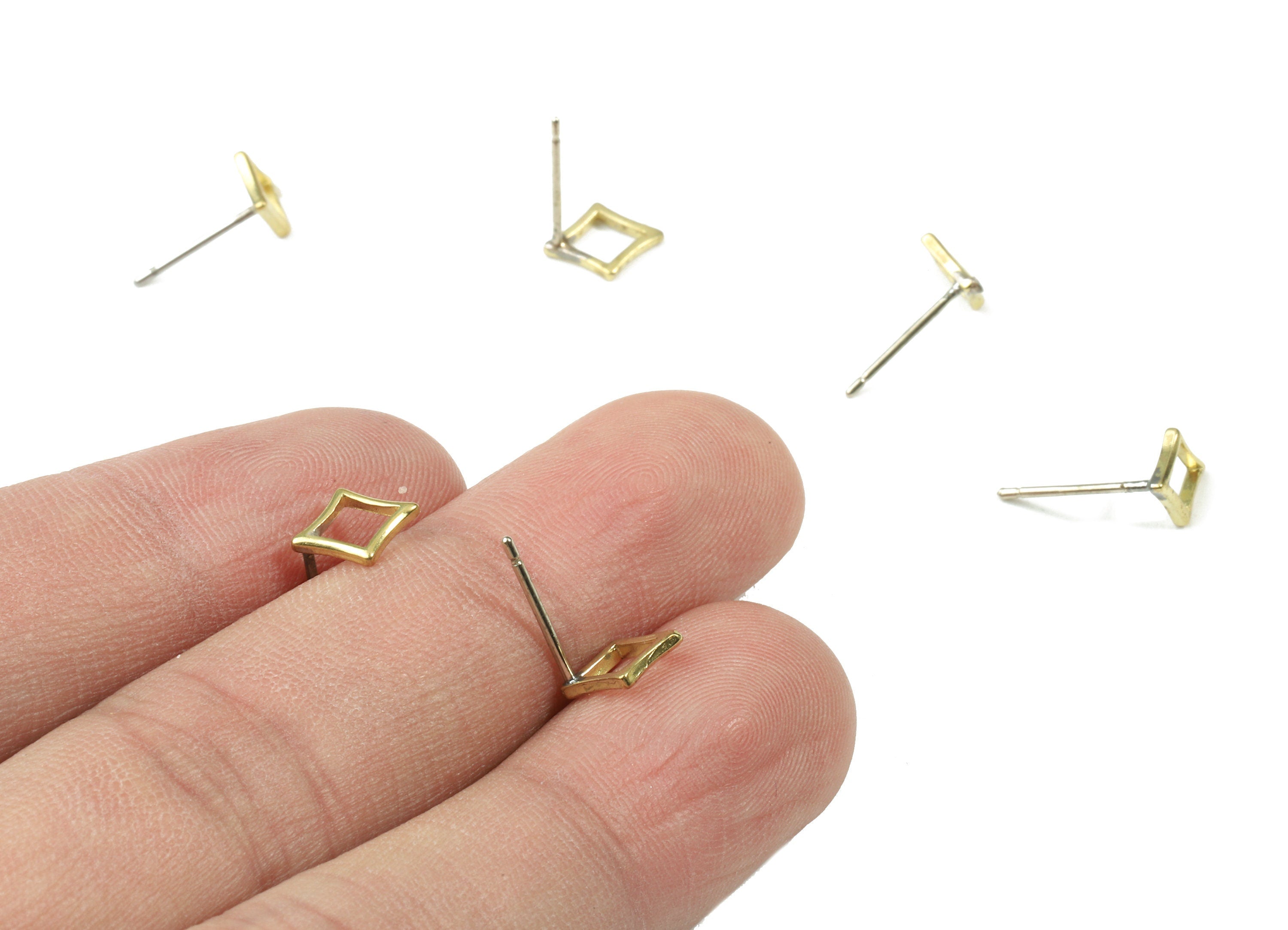Brass Star Earring Stud - Raw Brass Star Earring Post - Steel Stud - Earring Post - Jewelry Supplies - 8.56x8.56x1.07mm - PP3094 - DOMEDBAZAAR