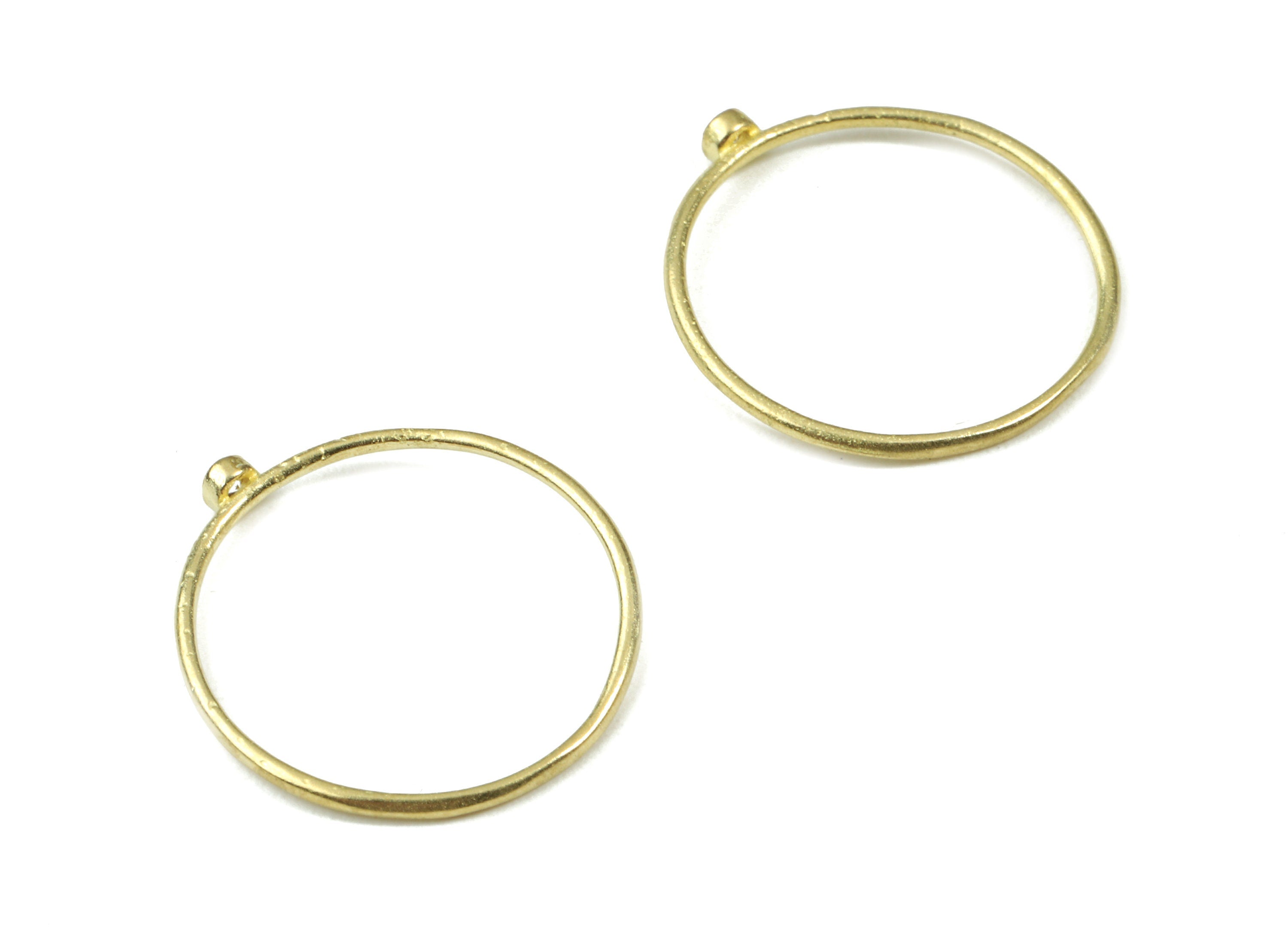 Brass Ring Earring Charms - Raw Brass Ring With Glass & Necklace Ring - Glass Bead - Jewelry Supplies - 23.08x21.66x2.44mm - PP3082 - DOMEDBAZAAR