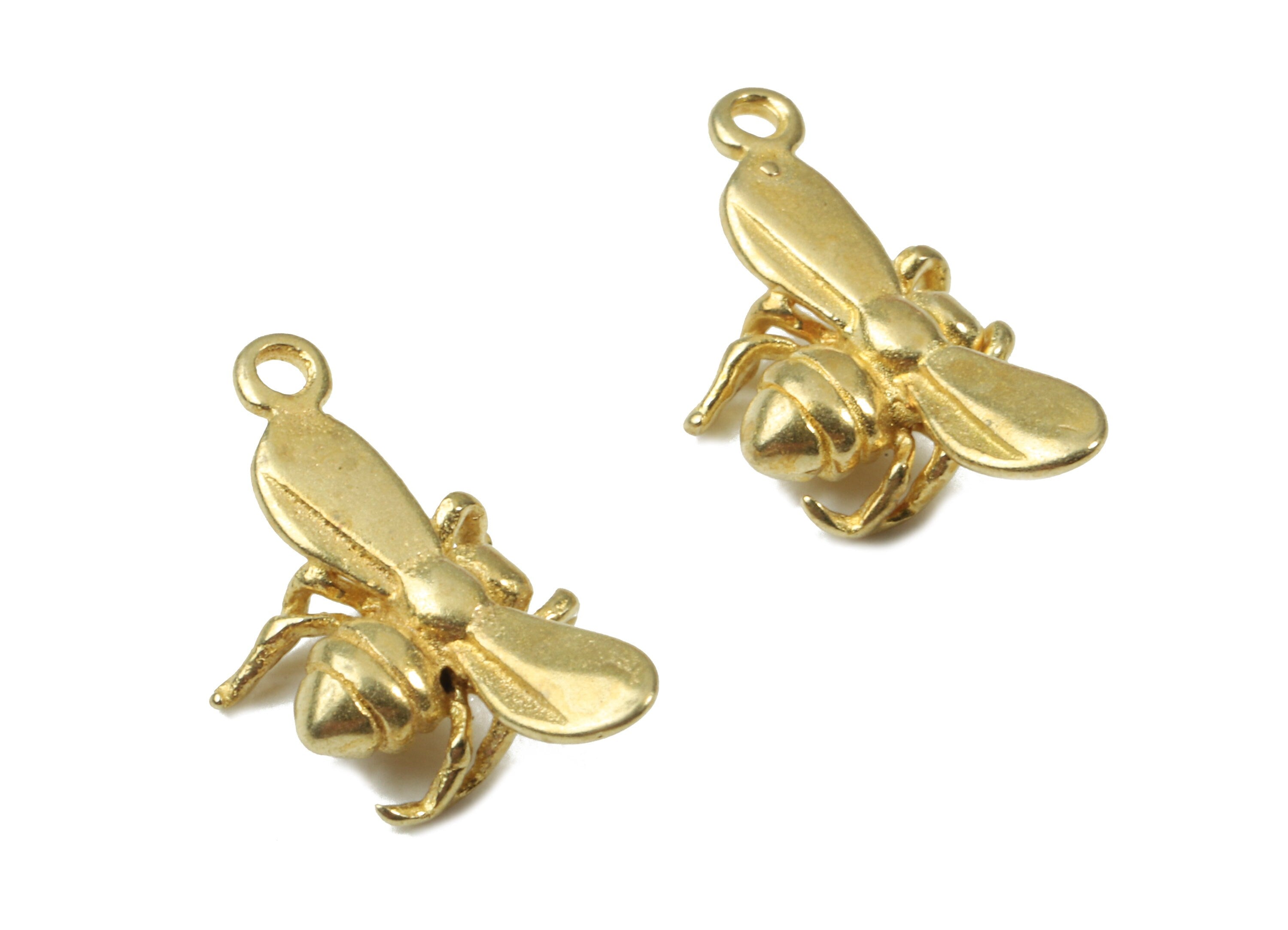 Brass Bee Earring Charms - Raw Brass Bee Pendant - Earring Findings - Jewelry Supplies - 15.57x8.04x3.09mm - PP3057 - DOMEDBAZAAR