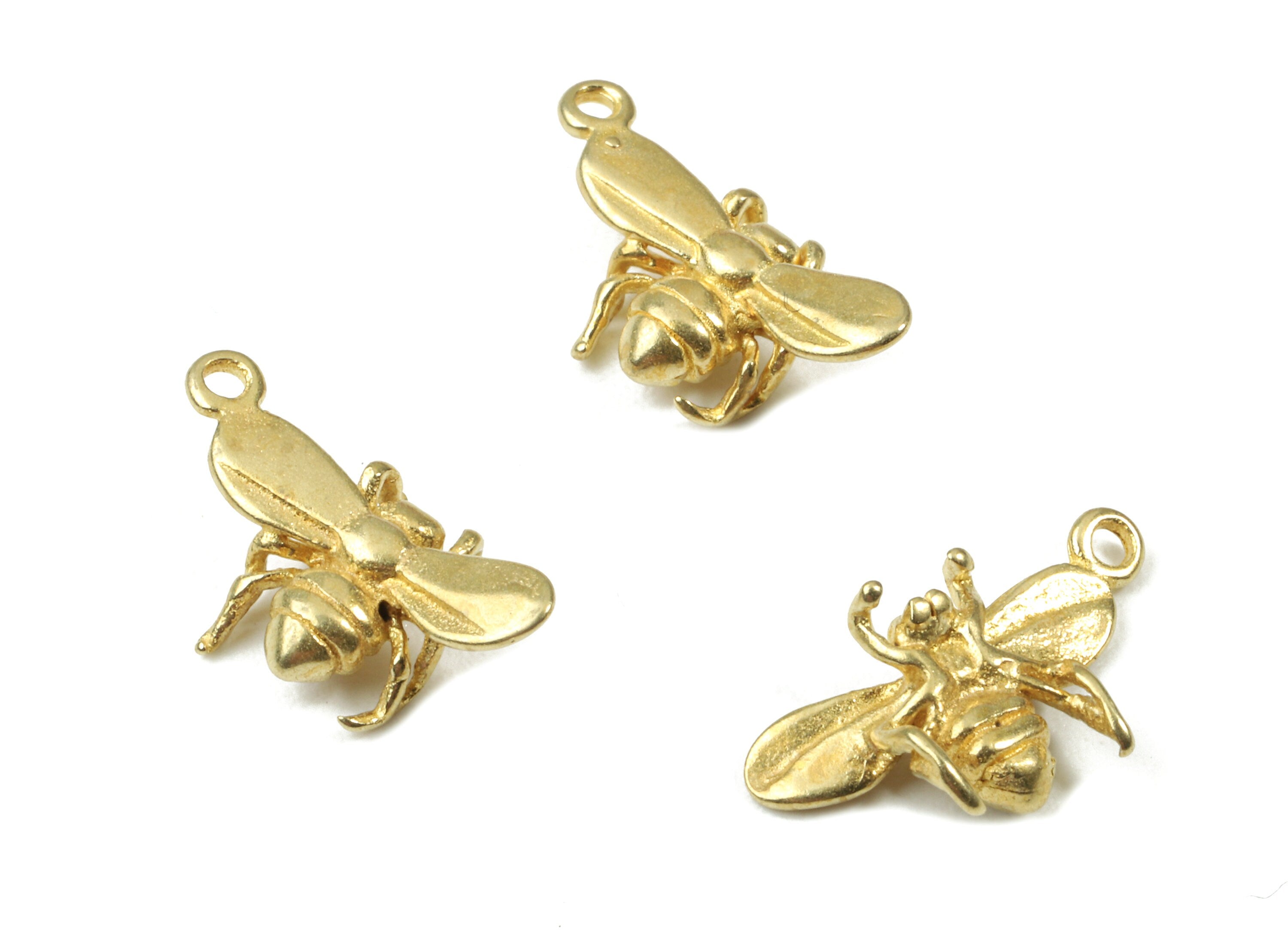 Brass Bee Earring Charms - Raw Brass Bee Pendant - Earring Findings - Jewelry Supplies - 15.57x8.04x3.09mm - PP3057 - DOMEDBAZAAR